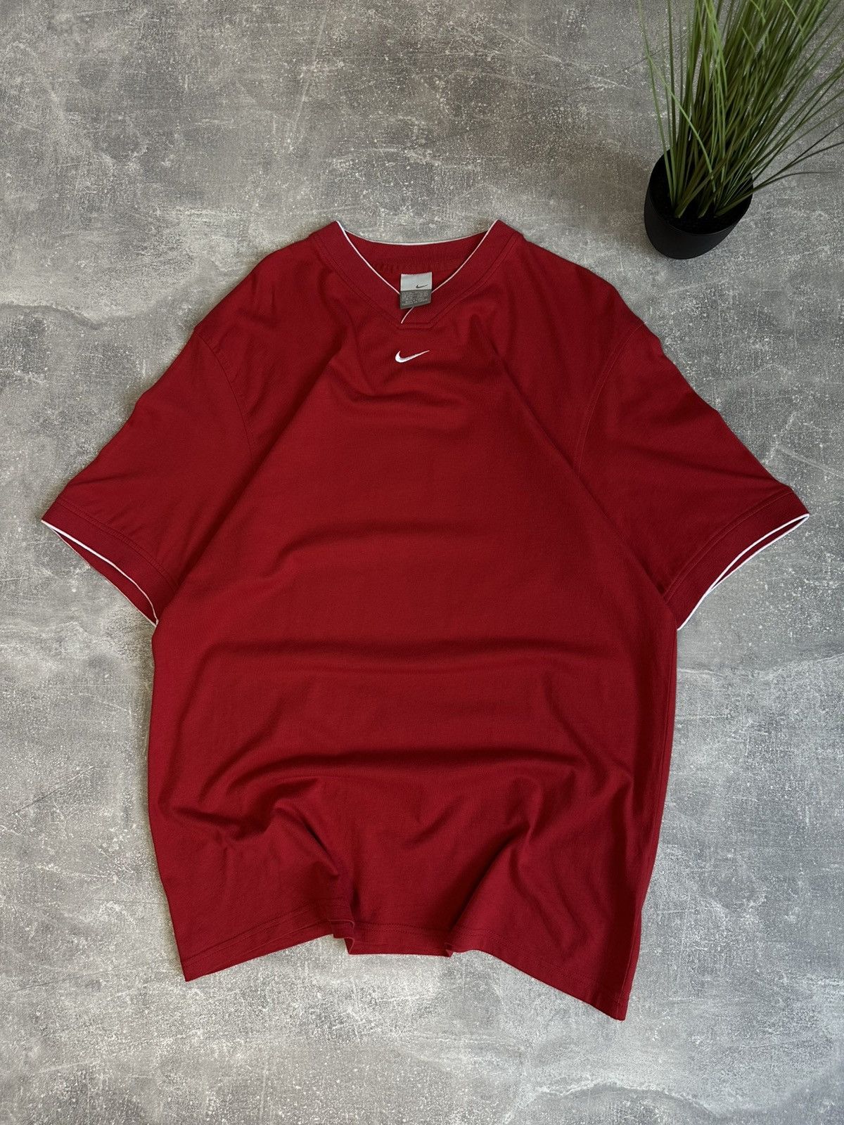 Nike Y2K Nike Red Micro Swoosh Tee – Minimal Vibe Size US XL / EU 56 / 4 - 1 Thumbnail