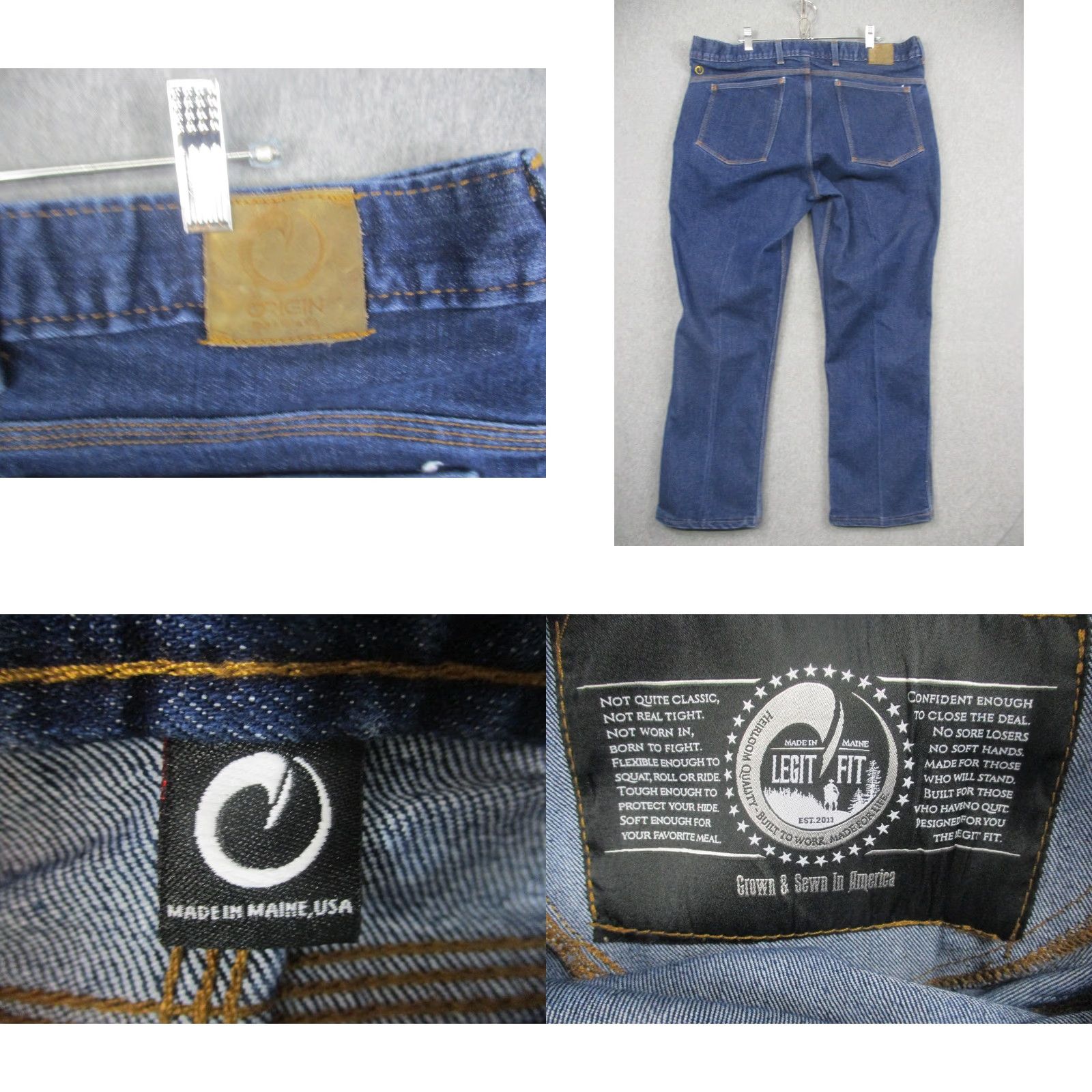 Vintage Origin Jeans Mens 40x32 Blue Denim Straight Leg Workwear Leg Jeans USA Rise Mid 5-Pocket O/E Legit Fit Mens Size US 40 / EU 56 - 8 Thumbnail