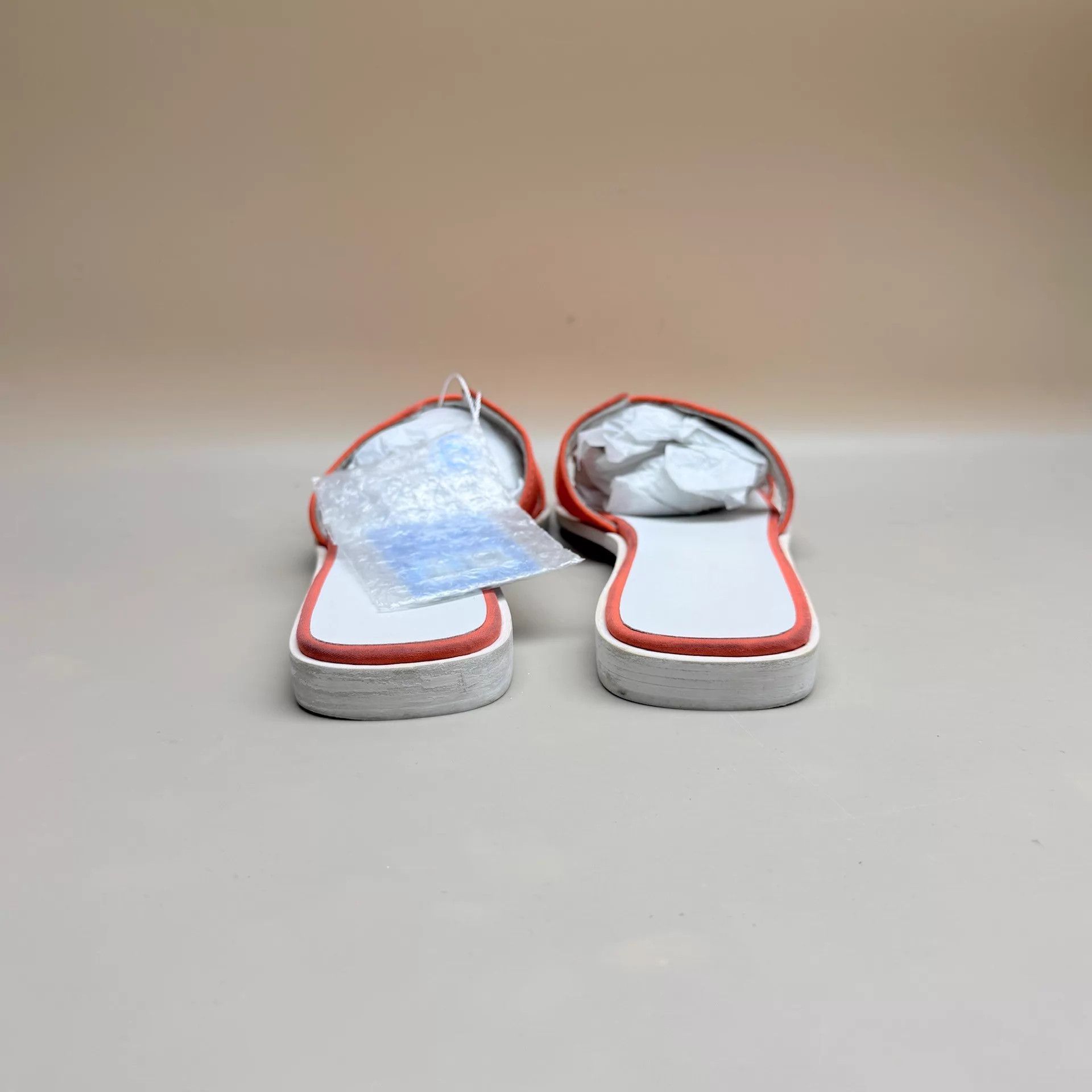 Hermes Hermes White & Orange H Slipper 99 New 37.5 Size US 7 / IT 37 - 3 Thumbnail