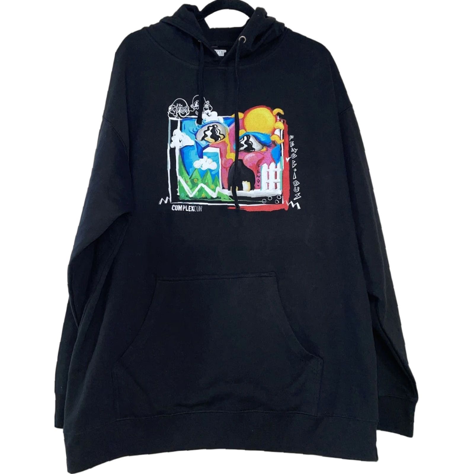 FEWOCiOUS x ComplexCon Hoodie Pullover 2XL Black Graphic Long Beach Mens