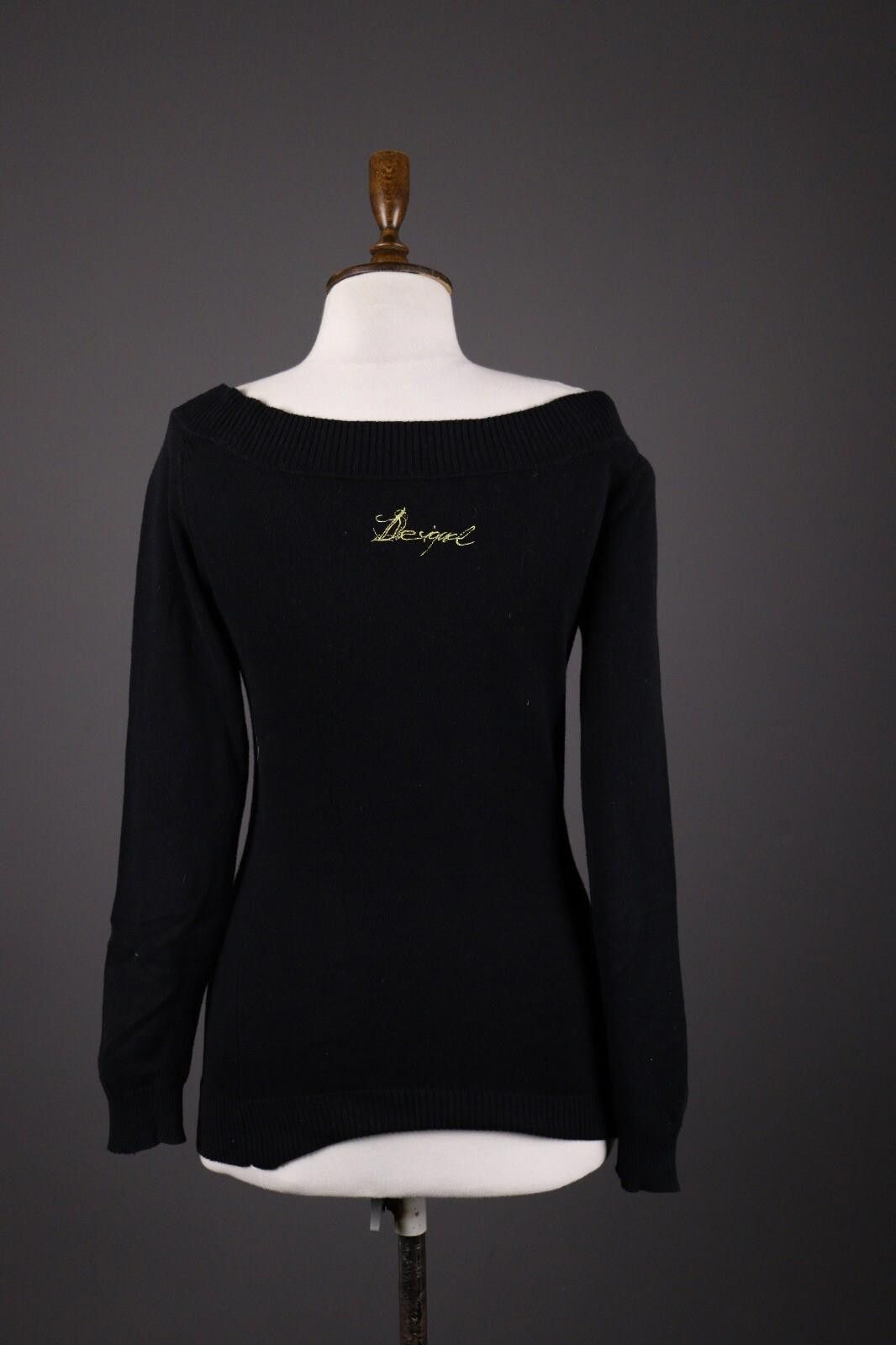 Designer Desigual Black Boat Neck Geometric Print Sweater Size S Size S / US 4 / IT 40 - 5 Thumbnail