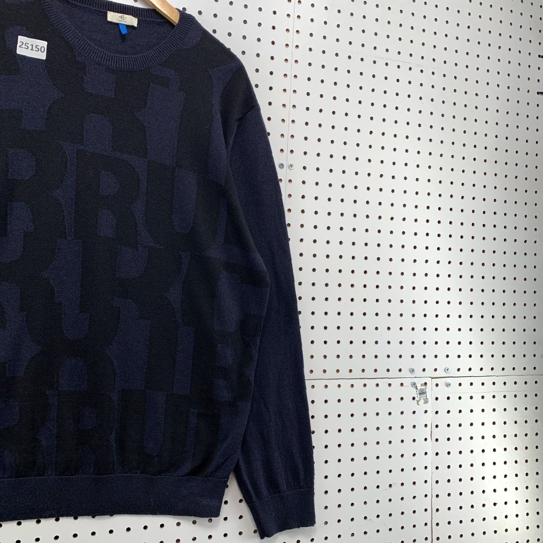 Vintage Cerruti Sweater Blue Black Spell Out Adult Mens Large 100% Wool Crewneck 25.5x30 Size US L / EU 52-54 / 3 - 4 Thumbnail