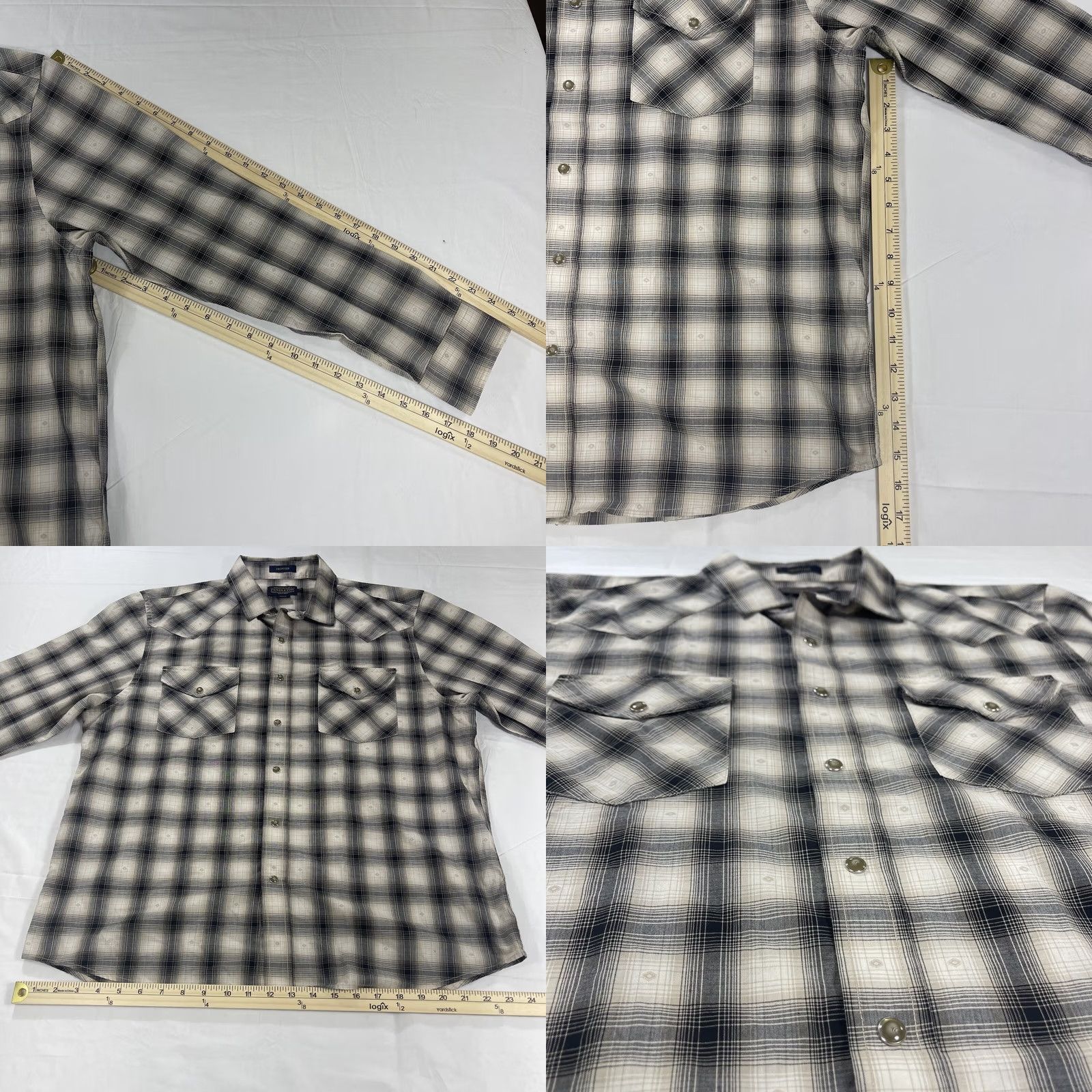 Pendleton Pendleton Mens XL Button-Up Shirt Pearl Button Gray Plaid Western L/S Cowboy N/A Size US XL / EU 56 / 4 - 8 Thumbnail