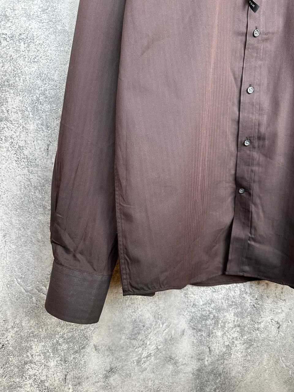 Other NWT Yorn Striped Button Up Shirt Brown LS Poplin Soft Cotton Size US L / EU 52-54 / 3 - 6 Thumbnail