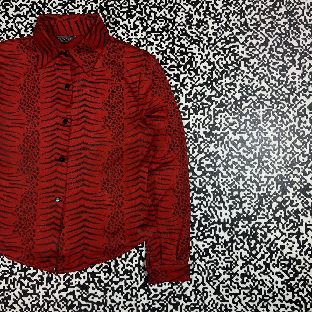 Versace Vintage 90s Versace Luxury Leopard Print Retro Style Shirt Size S / US 4 / IT 40 - 6 Thumbnail