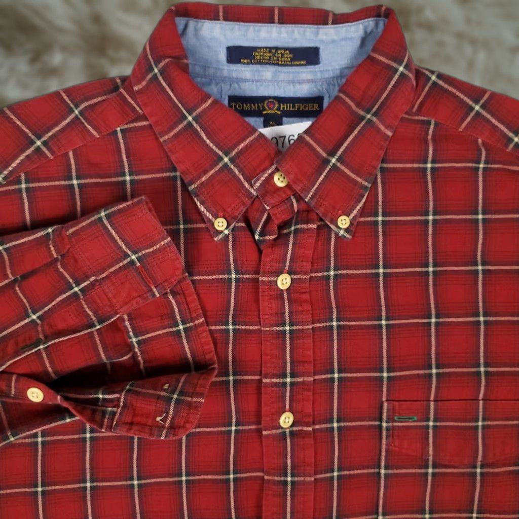 Tommy Hilfiger Tommy Hilfiger Red Plaid Button-Up Shirt Men’s XL Long Sleeve Regular Fit Casual Classic Size US XL / EU 56 / 4 - 1 Thumbnail