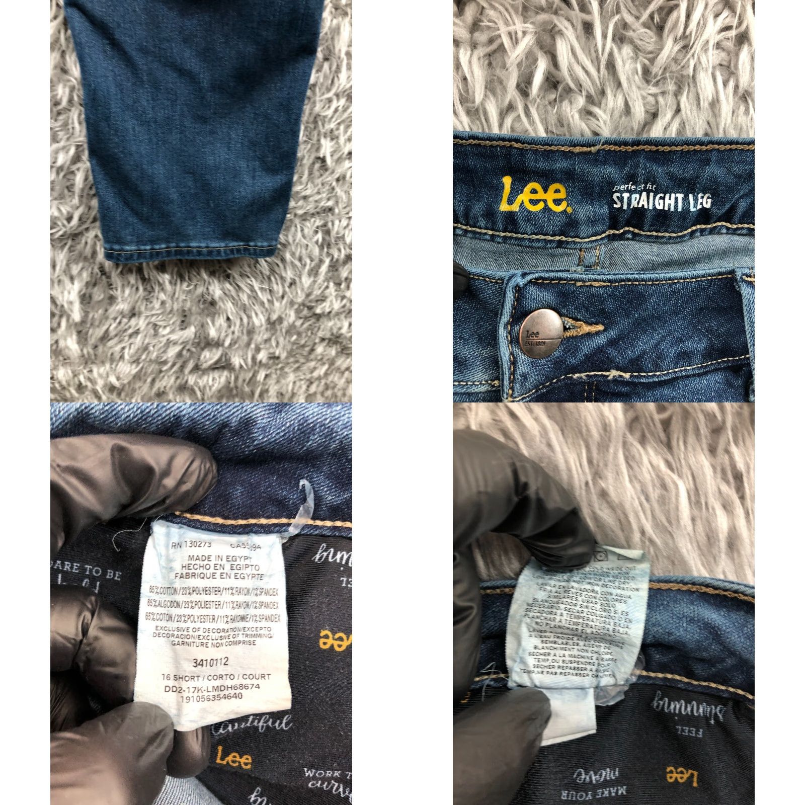 Lee LEE Premium Classic Jeans Woman Size 16 Short Blue Straight 5-Pocket Denim Size 38" / US 16 / IT 52 - 8 Thumbnail