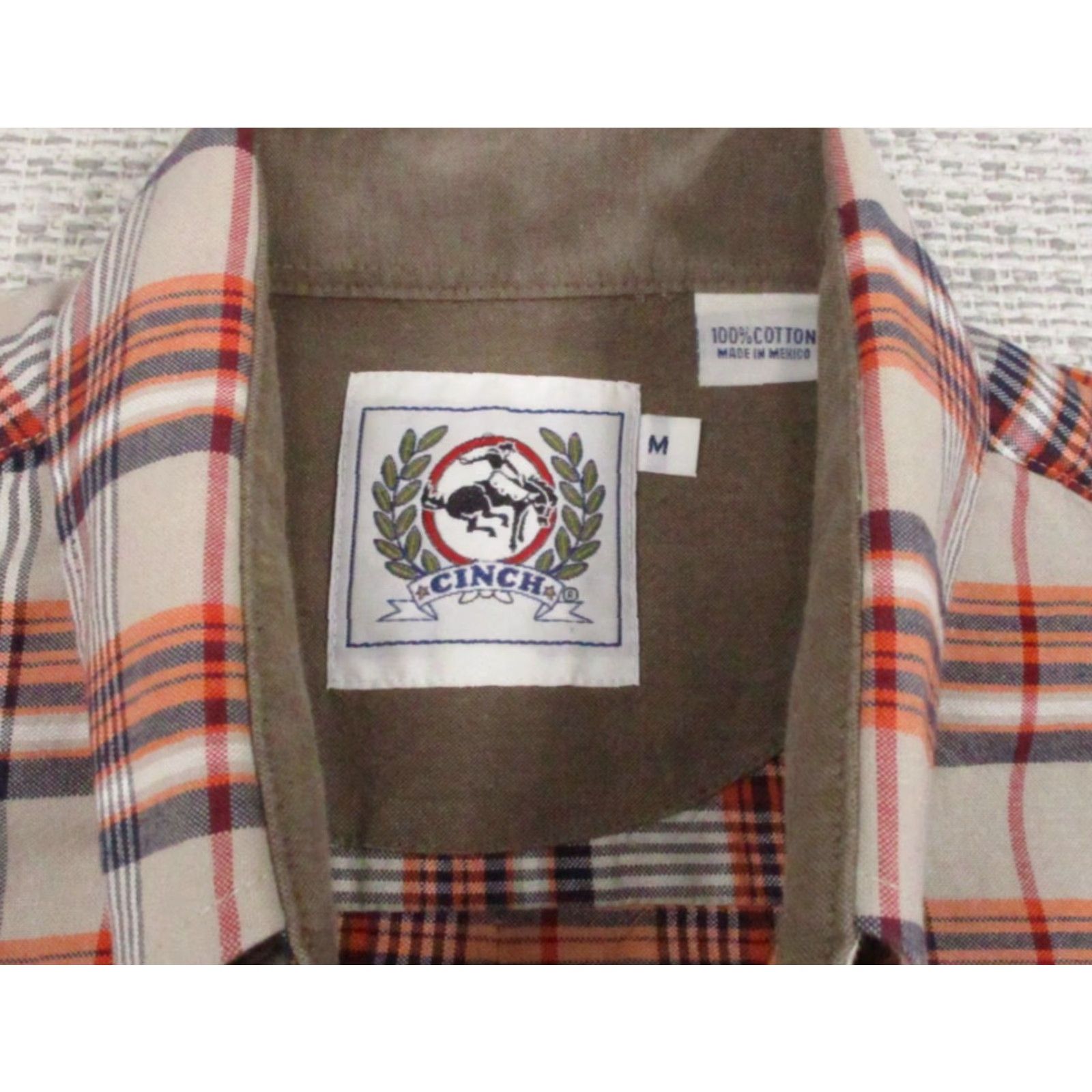 Vintage Cinch Shirt Mens M Orange Plaid Long Sleeve Button-Up Western Rodeo Shirt Mens M Casual Workwear Mens Size US M / EU 48-50 / 2 - 5 Thumbnail