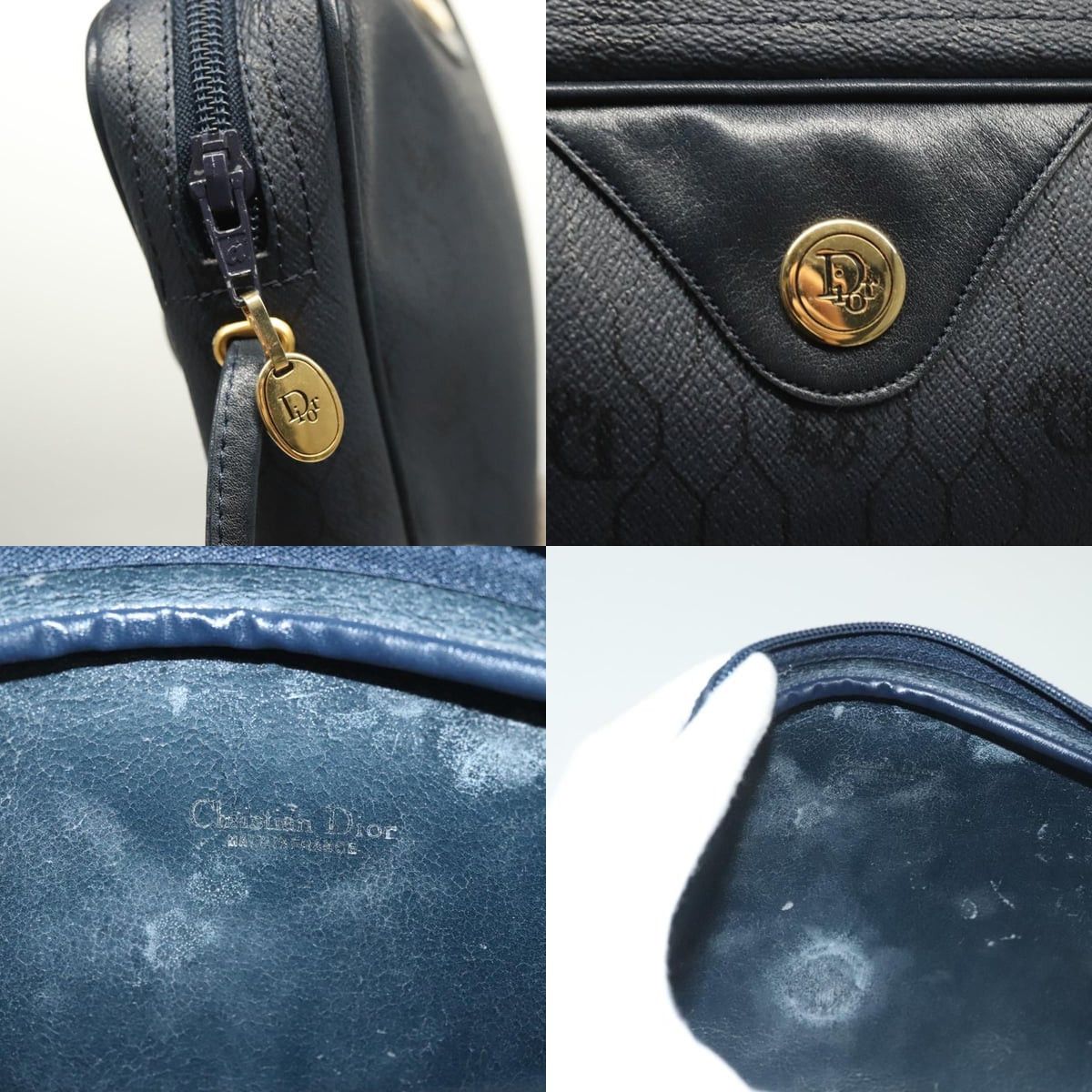 Dior DIOR Honeycomb Canvas Shoulder Bag Pvc Navy Gold Size ONE SIZE - 11 Thumbnail