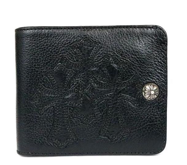 image of Chrome Hearts 1 Snap Cemetery Wallet in Black, Men's