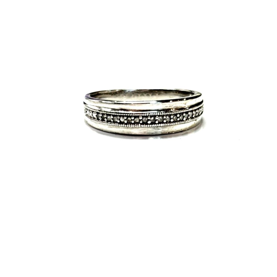 Sterling Silver STERLING SILVER Men's Diamond Channel Wedding Band Sz 10 Size ONE SIZE - 1 Thumbnail