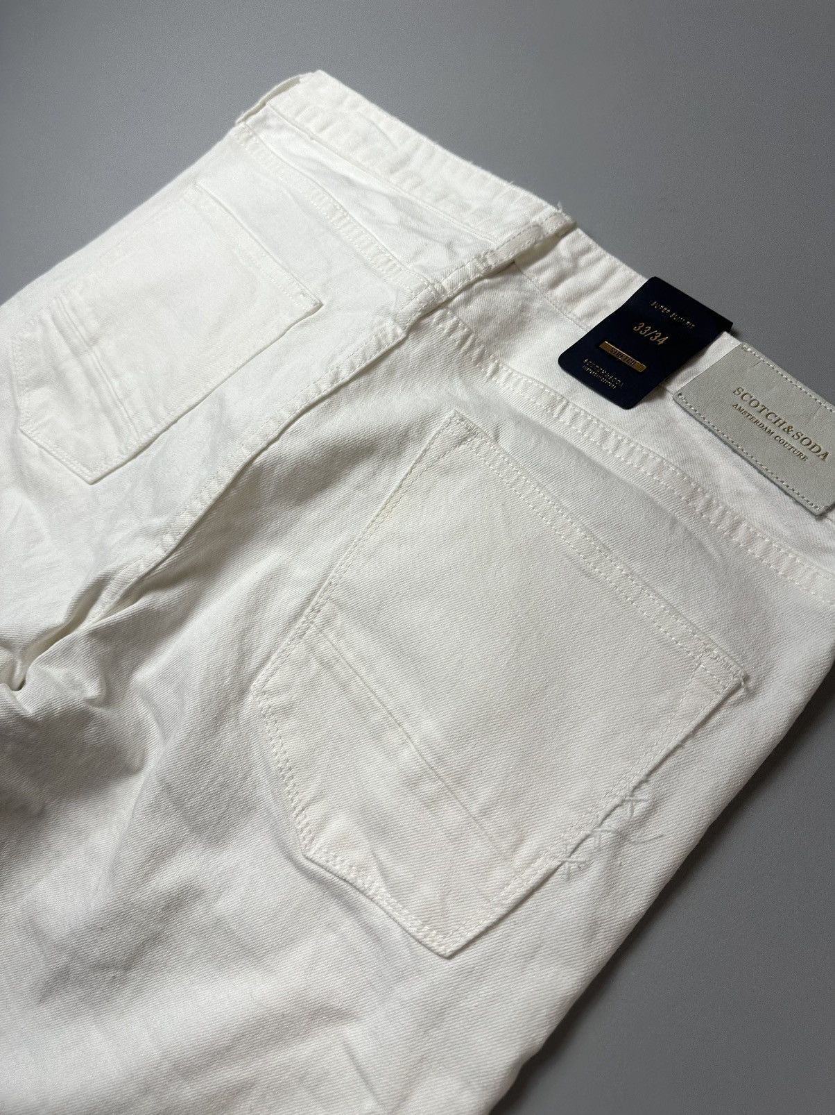 Scotch & Soda Scotch&Soda White solid Jeans Tapered Fit Large Size US 33 - 4 Thumbnail