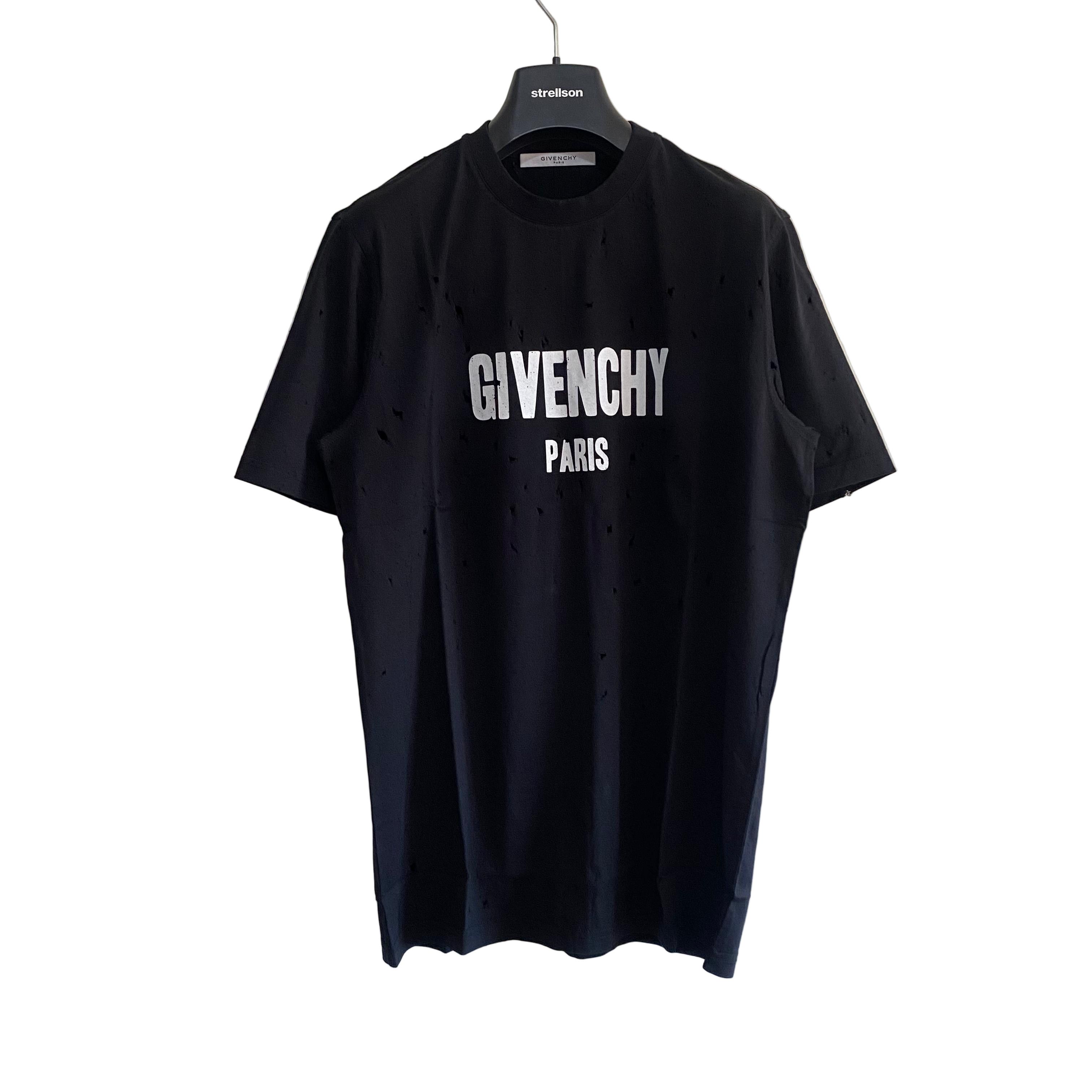 Givenchy Black Distressed Logo T-Shirt Size XS / US 0-2 / IT 36-38 - 2 Thumbnail