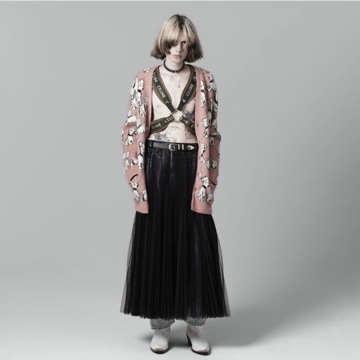 Celine CELINE BY HEDI SLIMANE 22SS RUNWAY ITEM TULLE PLEATED SKIRT Size 44R - 3 Thumbnail
