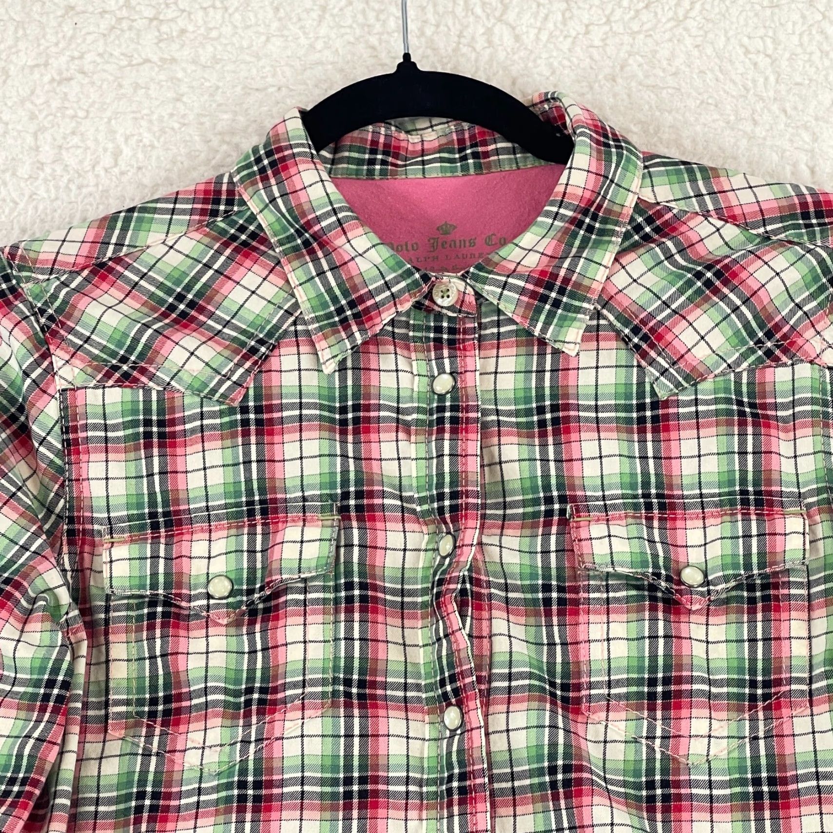 Polo Ralph Lauren Polo Ralph Lauren Shirt Womens Medium Pink Plaid Snap Button Long Sleeve 100% Cotton Size M / US 6-8 / IT 42-44 - 3 Thumbnail
