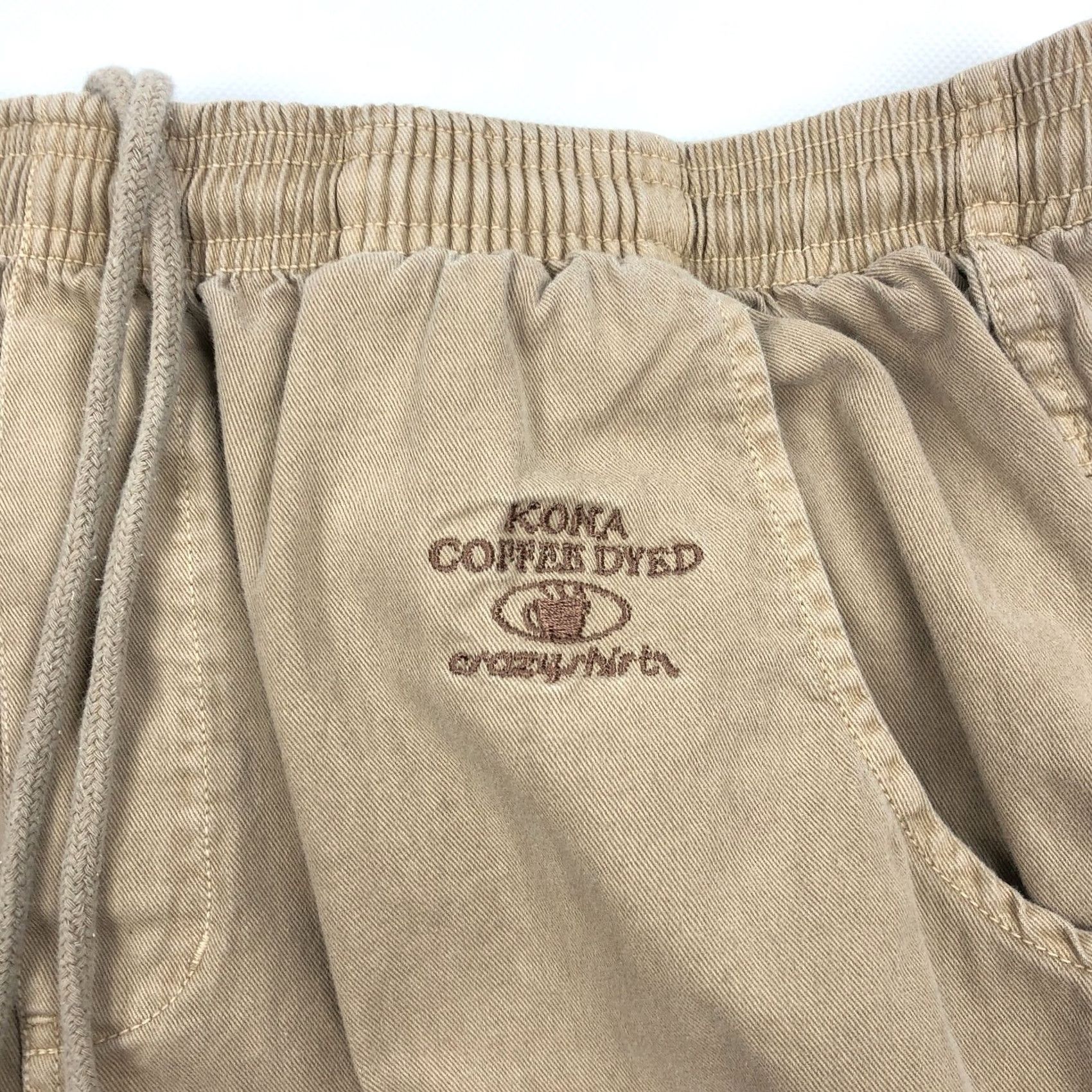 Vintage Crazy Shirts Pants Men's L Kona Coffee Dyed 100% Cotton Elastic Waist Drawstring Pockets Size US L / EU 52-54 / 3 - 3 Thumbnail