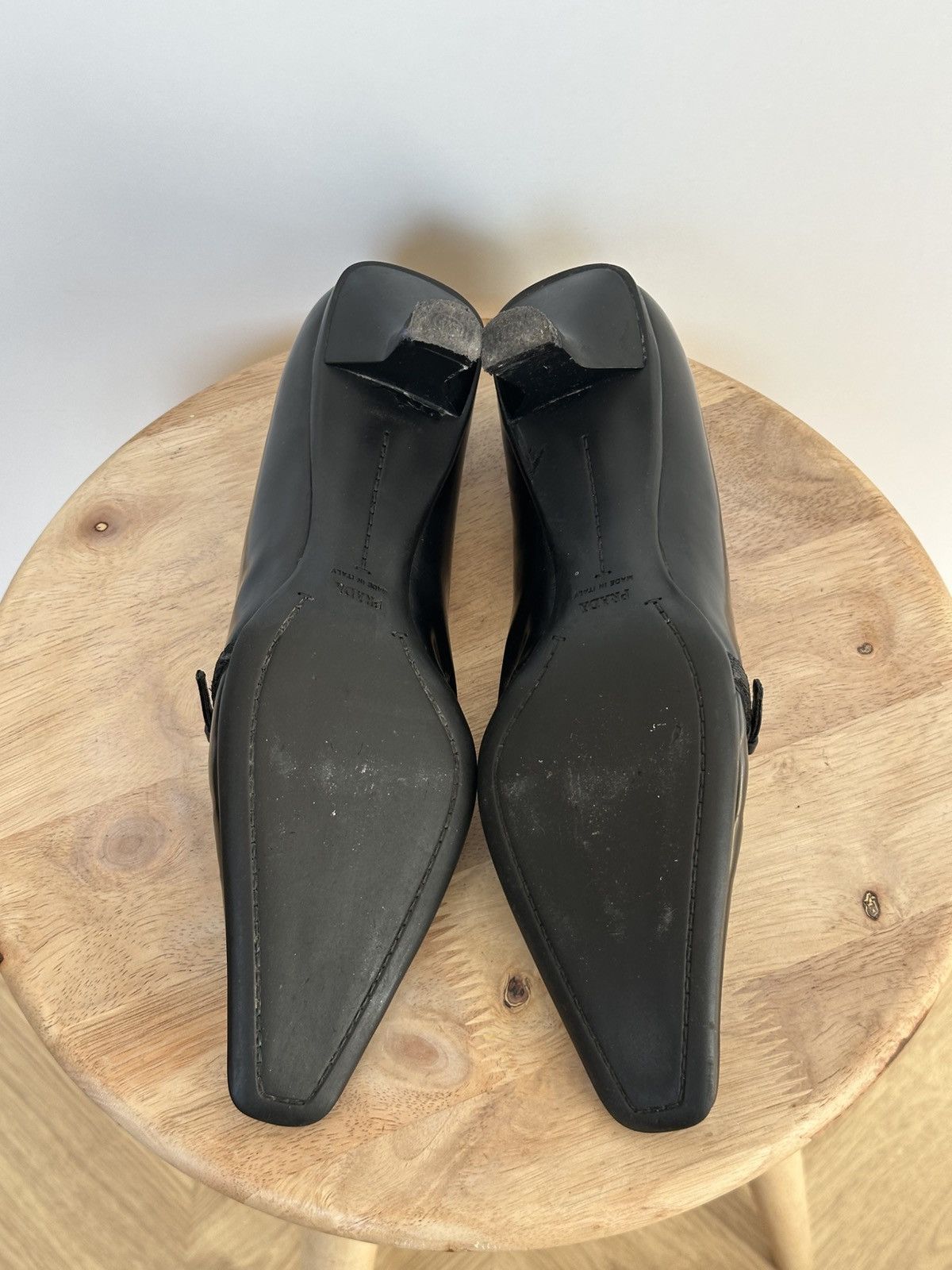 Prada Prada Black Leather Kitten Heel Pumps Mary Jane Buckle Size US 6 / IT 36 - 10 Thumbnail