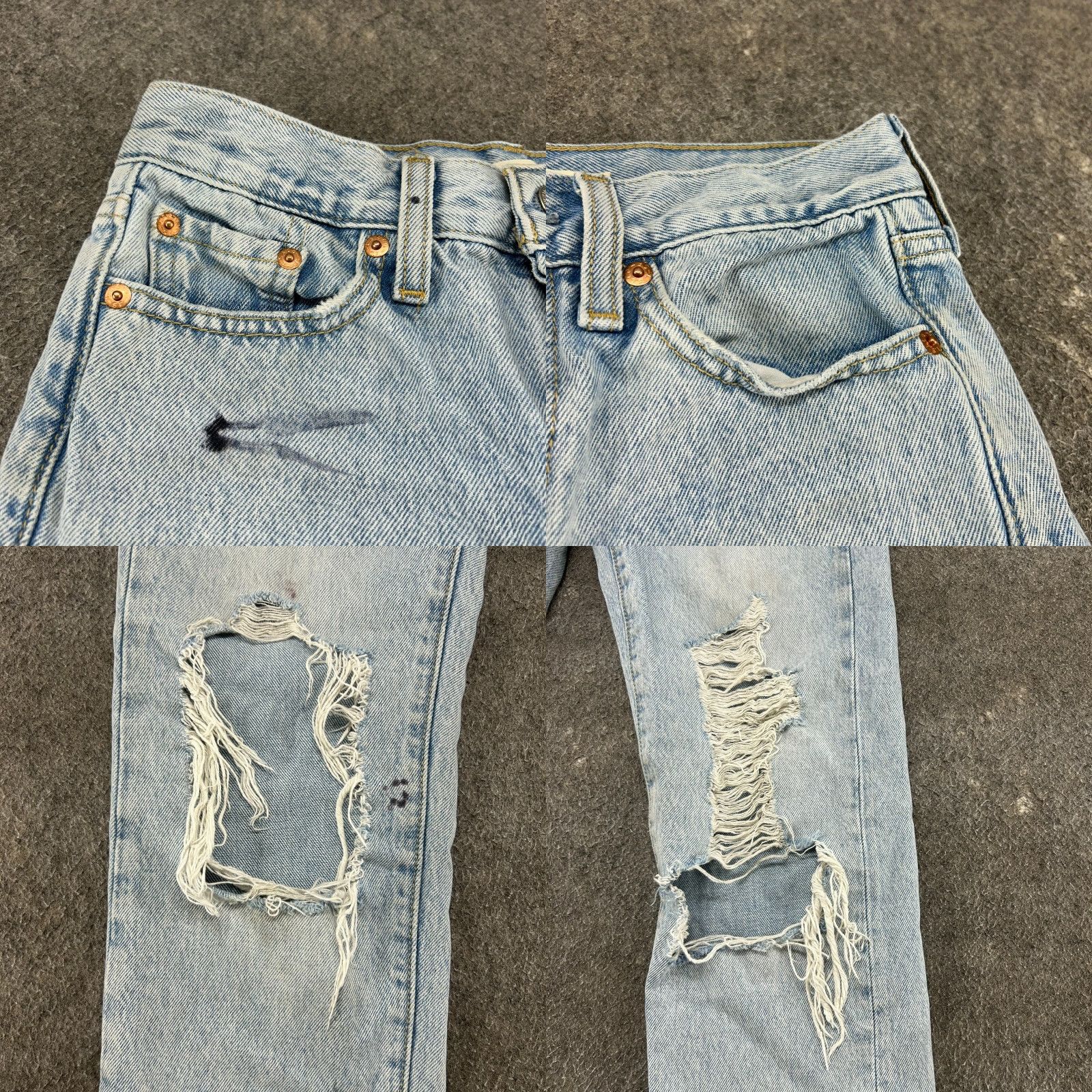 Levi's VINTAGE Levi's Wedgie Jeans Womens 25x28 Blue Straight Button Fly Light Wash Distressed 90s Womens Jeans Size 42" / US 20 - 8 Thumbnail