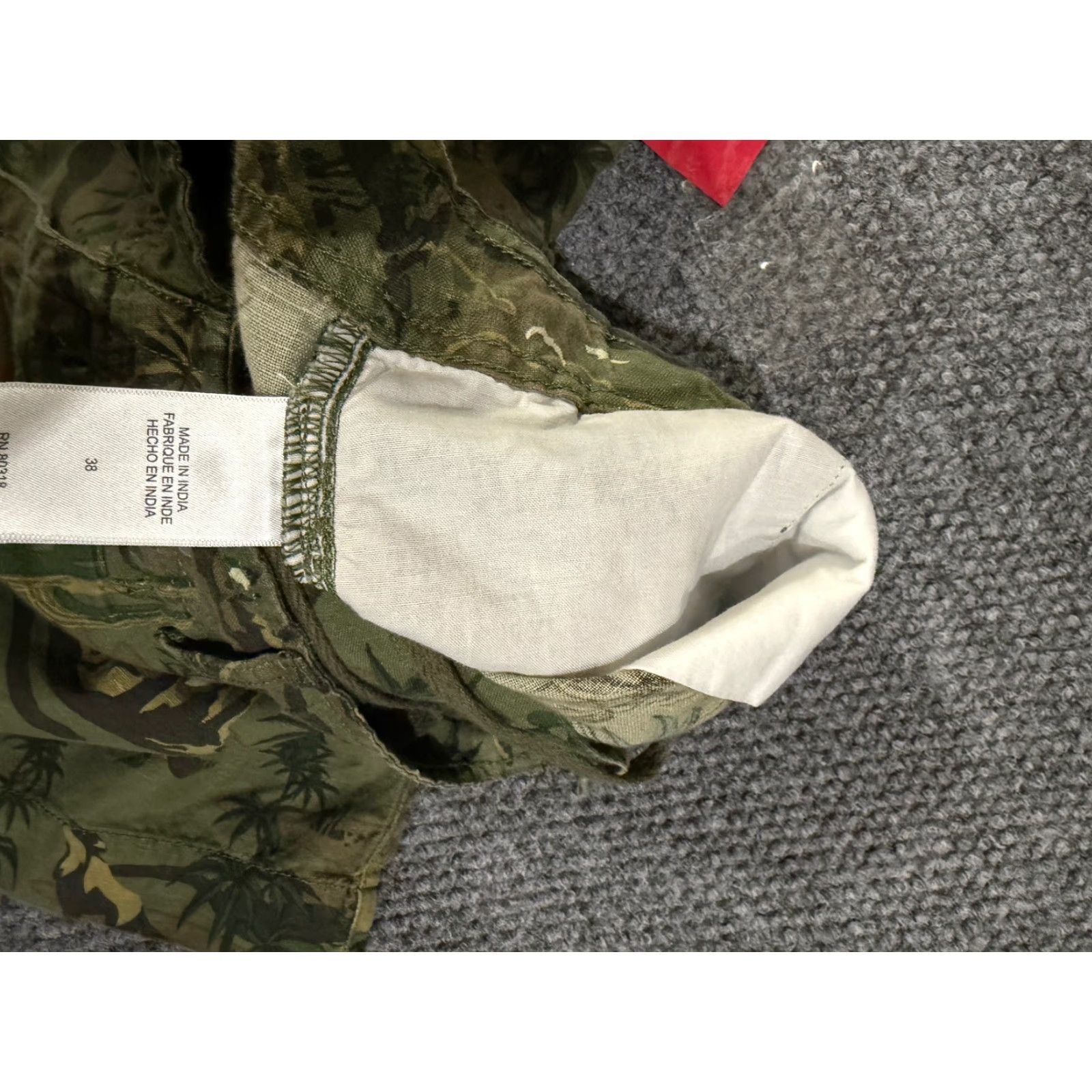 Lucky Brand Lucky Brand Shorts Mens 38 Camouflage Green Linen Cotton Spandex Chino Desert Western Cowboy Pockets Flat Front Regular Fit Casual Summer Spring Mens Size US 38 / EU 54 - 4 Thumbnail