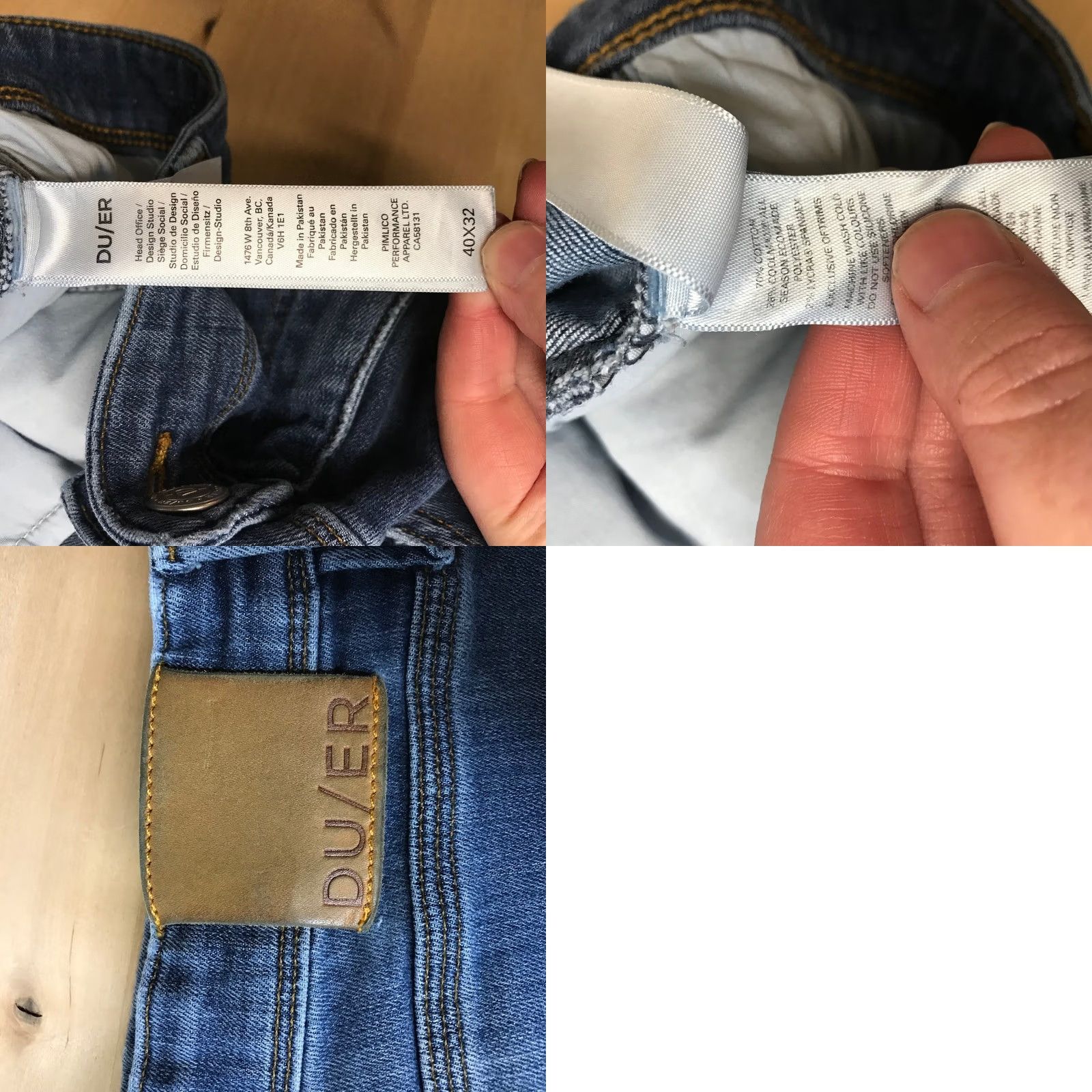 DUER DUER Jeans Mens 40x32 Straight Denim Medium Wash Stretch Five Pocket Button Zip Size US 40 / EU 56 - 8 Thumbnail