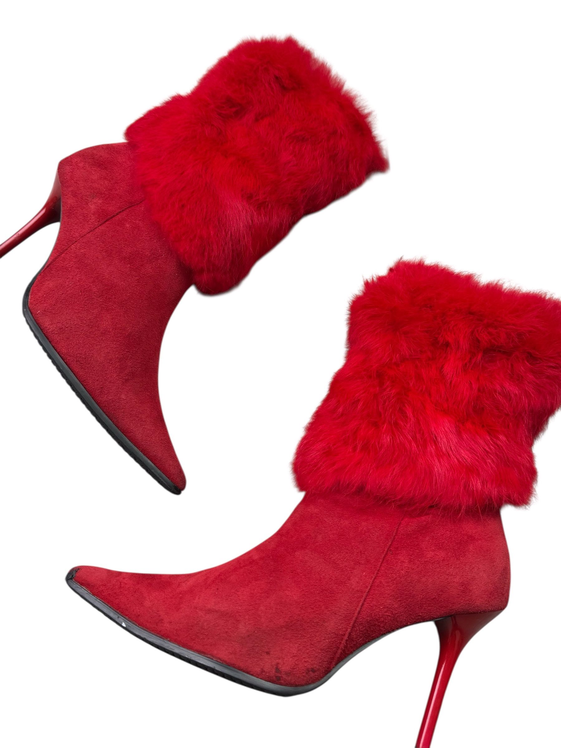 Japanese Brand Vintage Heels Boots With Real Fur Details W274(V9) Size US 8 / IT 38 - 2 Thumbnail
