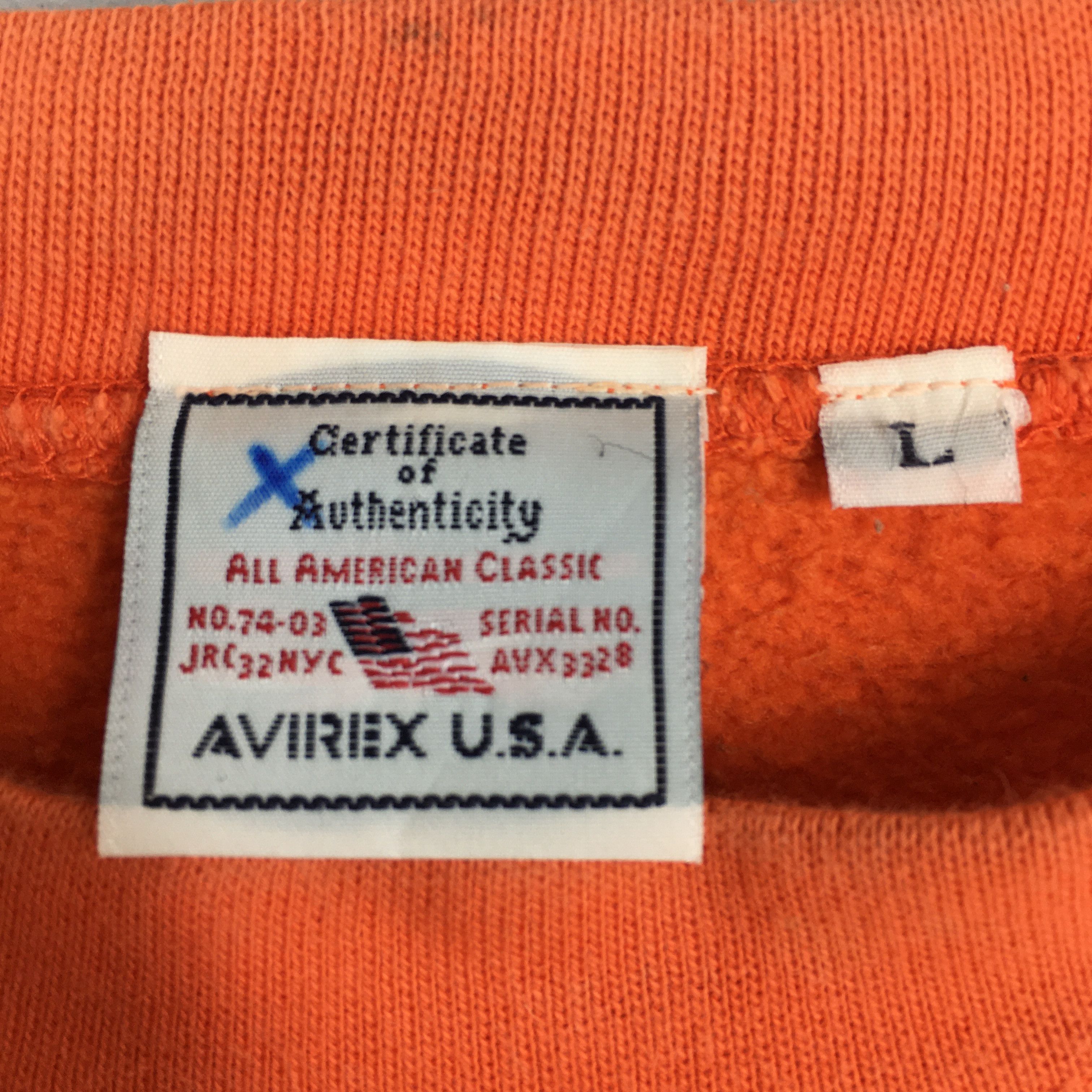 Avirex Vintage 90s Avirex Usa Plain Orange Sweater Large Size US L / EU 52-54 / 3 - 5 Thumbnail