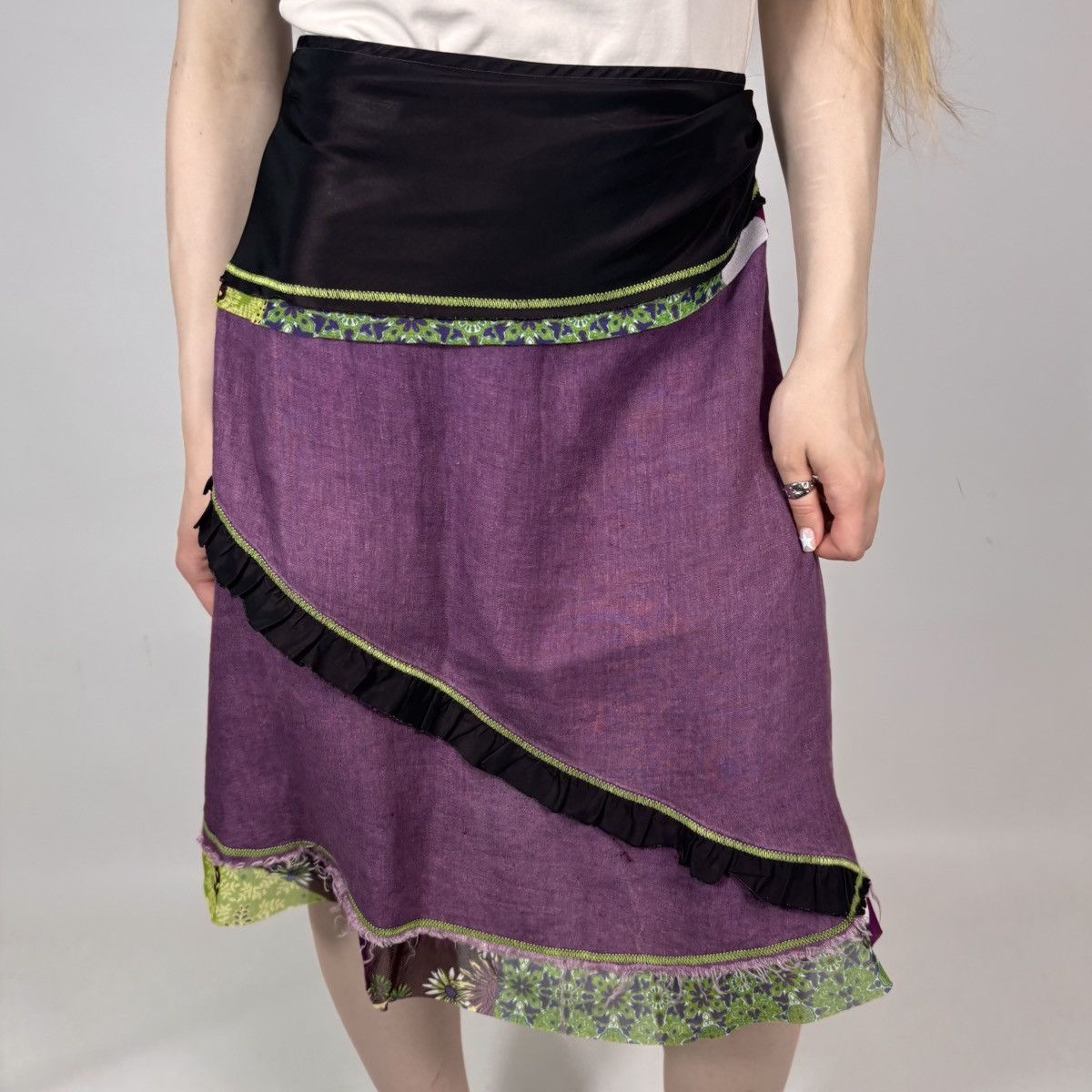 Vintage Vintage 90s Roberto Naldi Linen Retro Style Italy Midi Skirt Size 29" - 1 Thumbnail