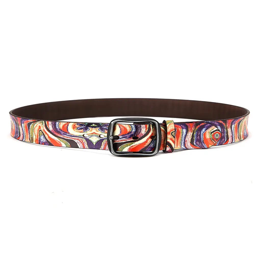 Japanese Brand × Leather × Vintage Marble Colourful Retro Design Belt Size ONE SIZE - 3 Thumbnail