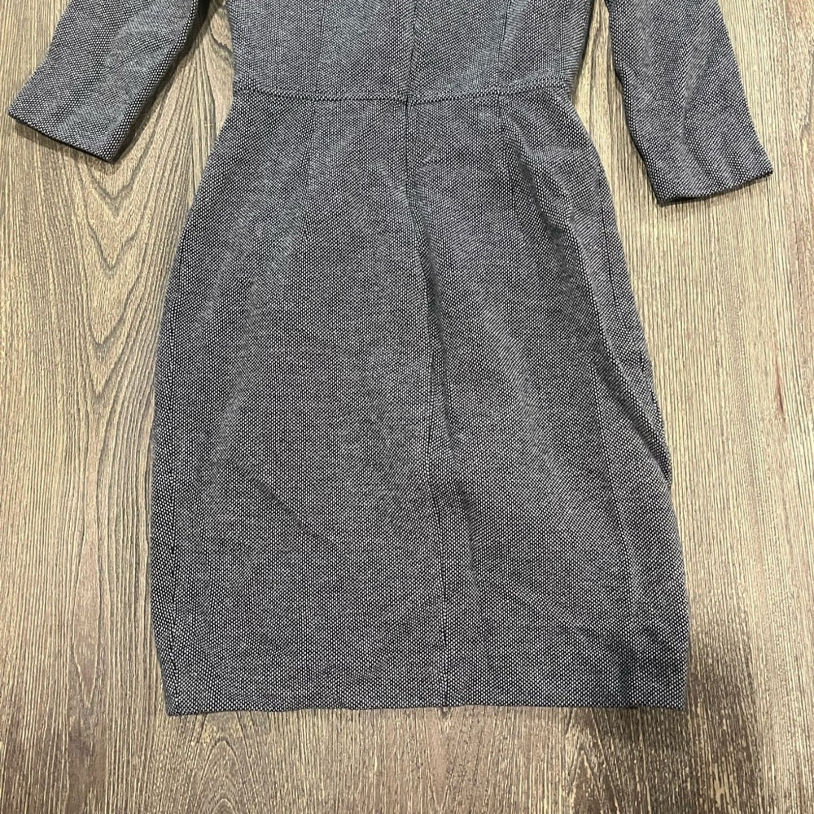 Vintage Peserico Midi Sheath Dress 3/4 Sleeve Tweed Knit Lined Sz 38 Size L / US 10 / IT 46 - 8 Thumbnail