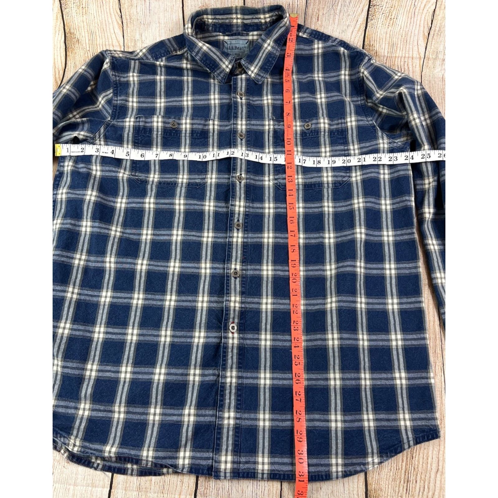Vintage L.L. Bean Shirt Plaid Blue Button-Up Long Sleeve Size L Regular Cotton Mens Men Size US L / EU 52-54 / 3 - 4 Thumbnail