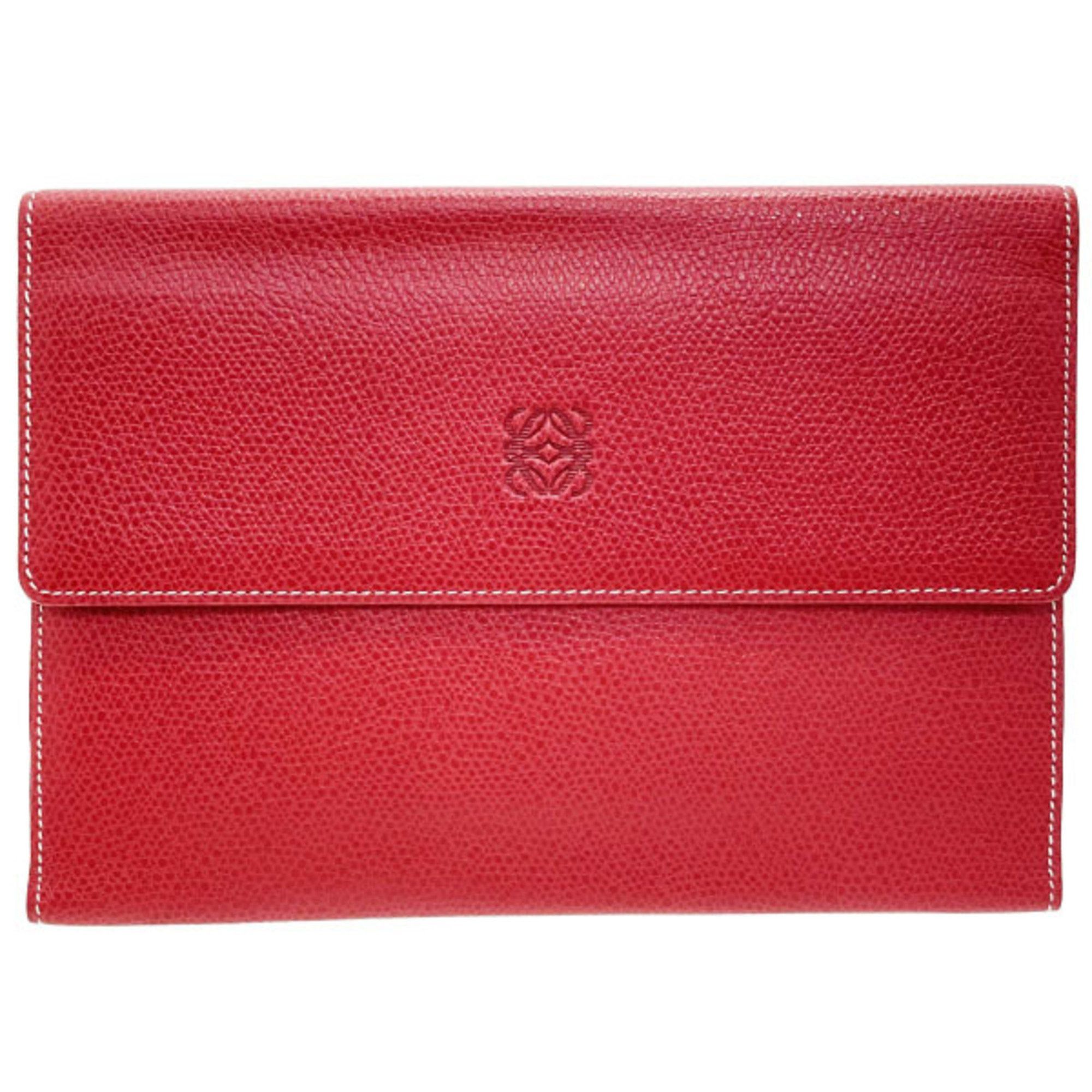 Loewe Loewe Anagram Tri-fold Long Wallet in Embossed Leather, Red, TT-15635 Size ONE SIZE - 1 Thumbnail