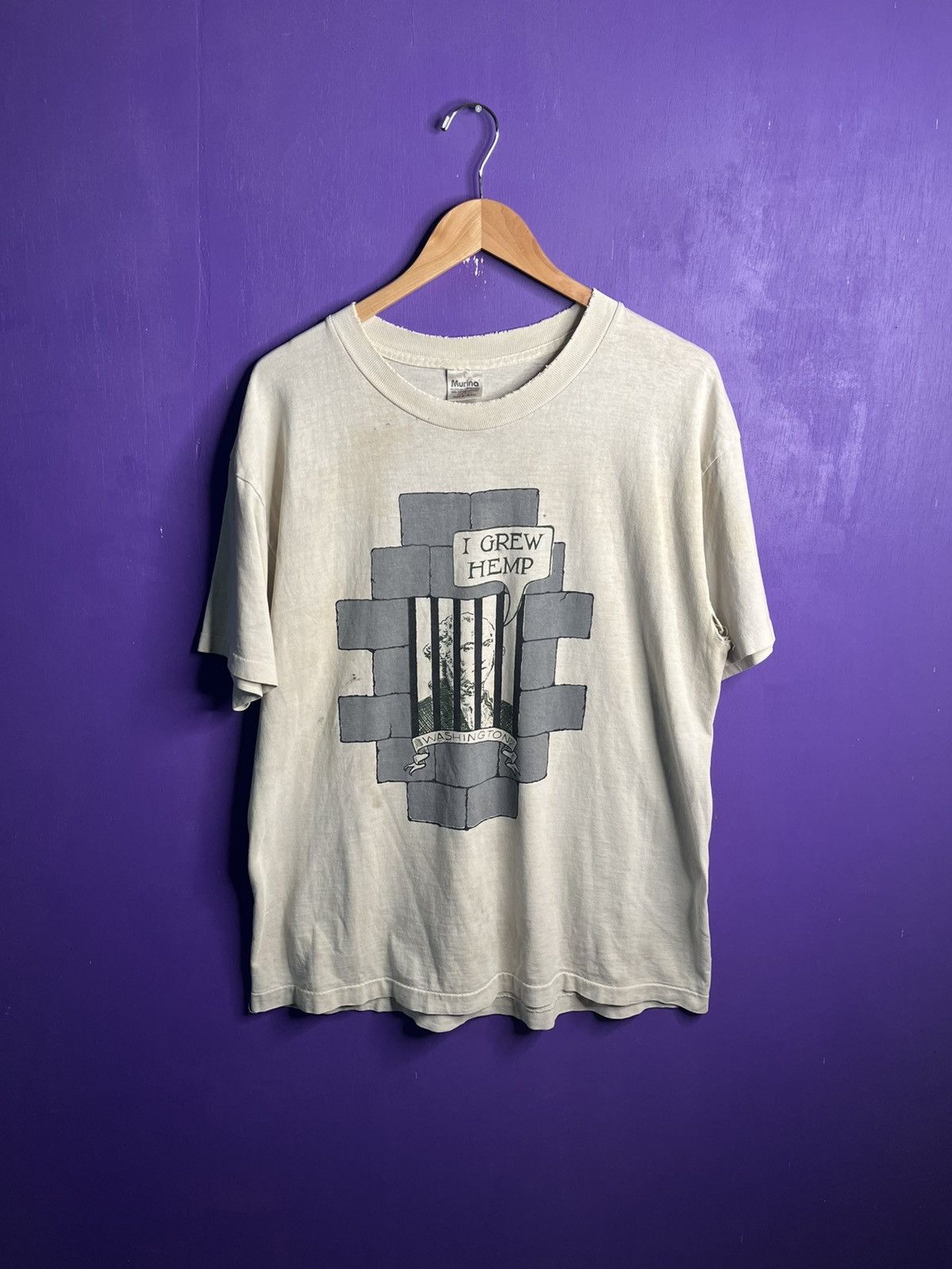 Vintage Vintage 90s George Washington I grew hemp t-shirt Size US L / EU 52-54 / 3 - 1 Thumbnail