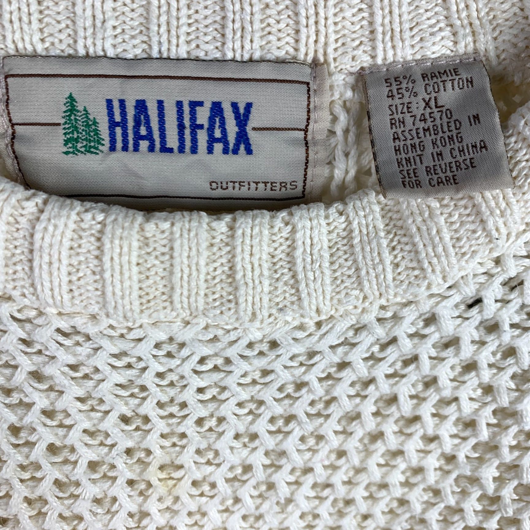 Vintage VINTAGE Halifax Outfitters Cream Open Weave Sweater Womens XL Size XL / US 12-14 / IT 48-50 - 3 Thumbnail
