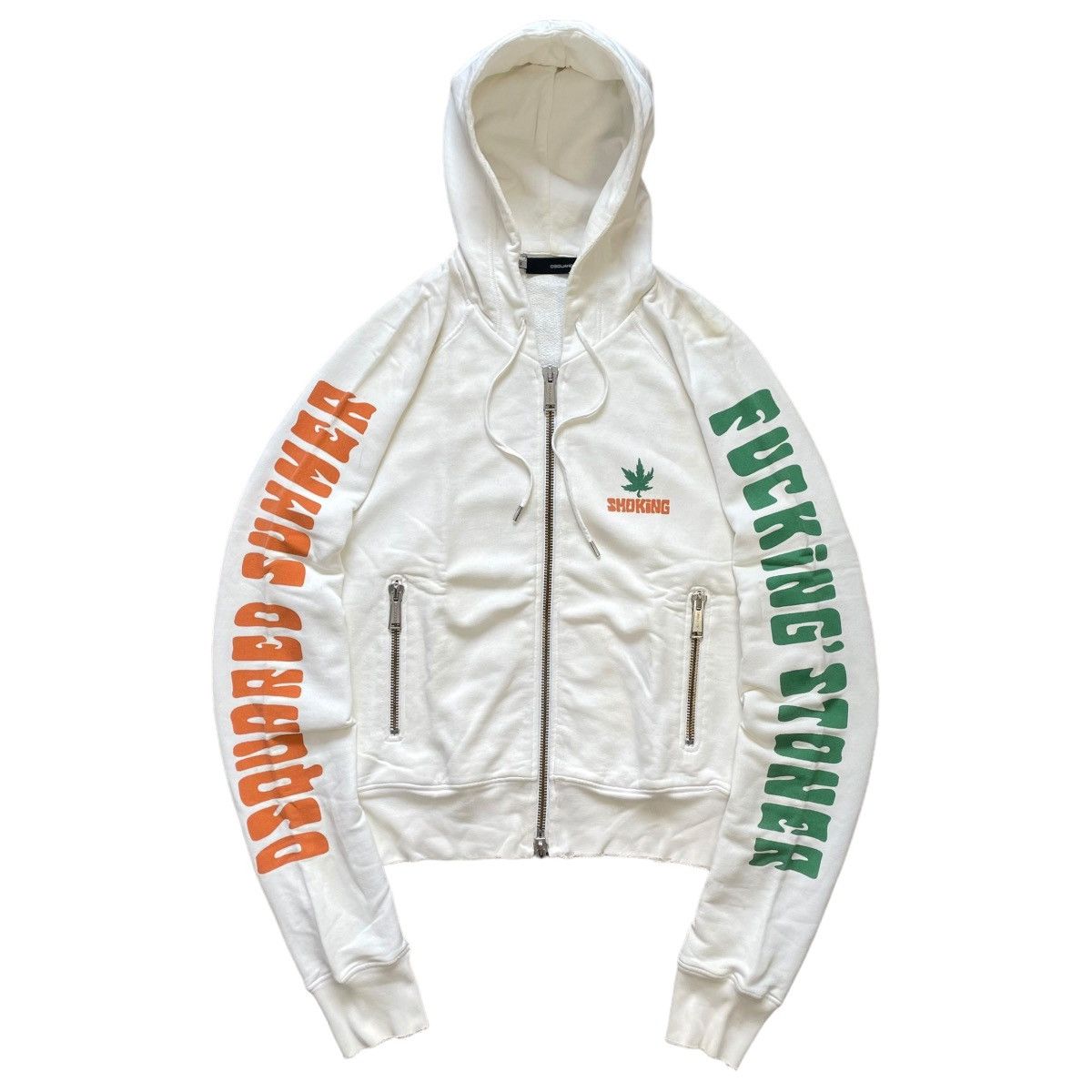 Dsquared2 × Vintage VINTAGE 2005 DSQUARED2 SUMMER FUCKING STONER ZIPPER HOODIE Size S / US 4 / IT 40 - 1 Thumbnail