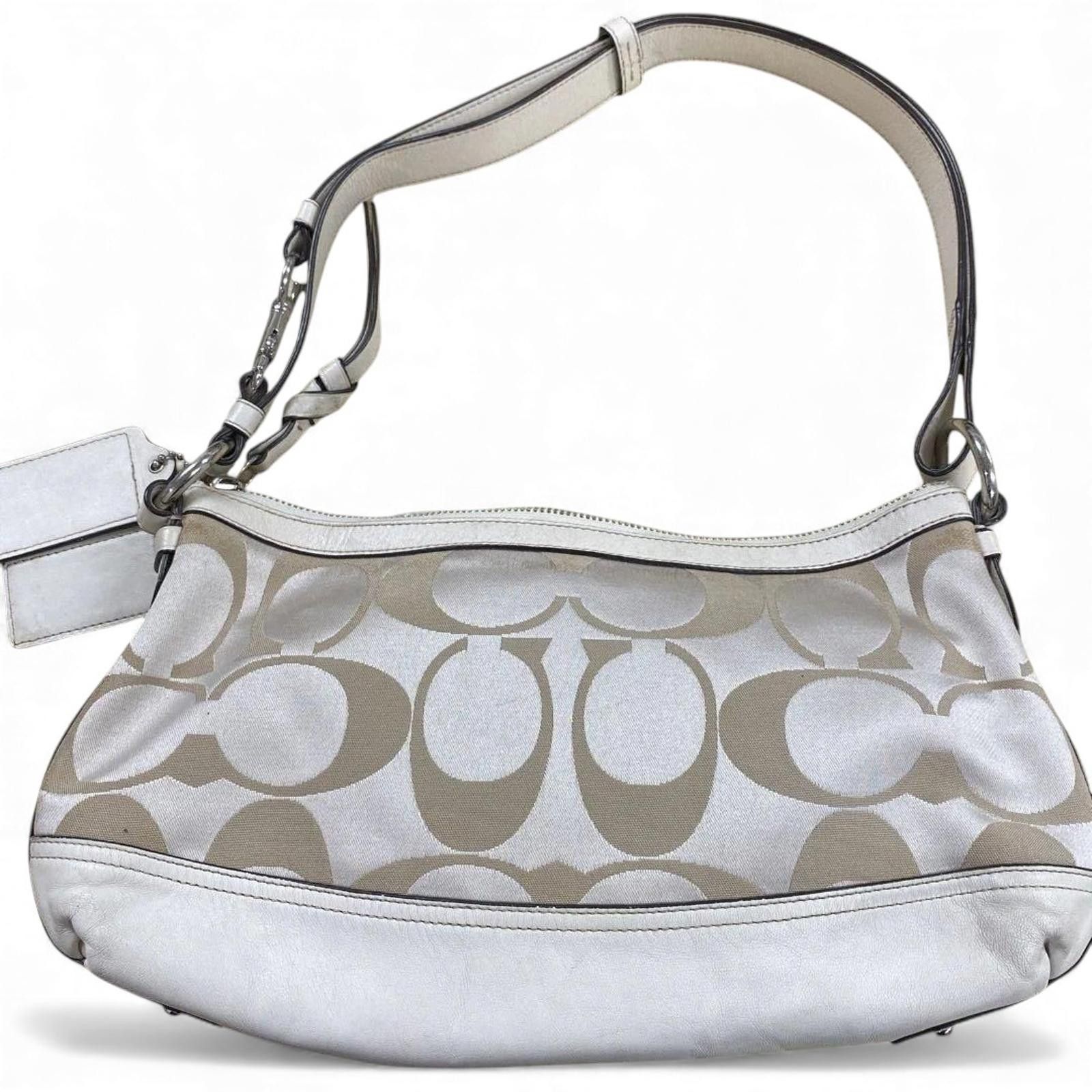 Coach Coach - Beige White Signature Canvas Shoulder Bag Size ONE SIZE - 6 Thumbnail