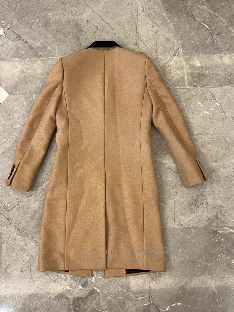 Saint Laurent Paris Saint Laurent Paris Khaki Color Velvet Wool Cashmere Coat Size US M / EU 48-50 / 2 - 2 Thumbnail