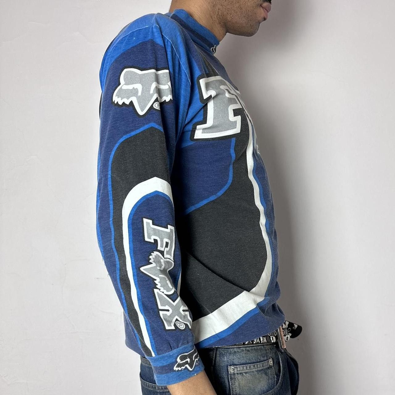 Fox Racing Vintage 90s Fox Racing Black/Blue Motocross T-Shirt - Large Size US L / EU 52-54 / 3 - 2 Thumbnail