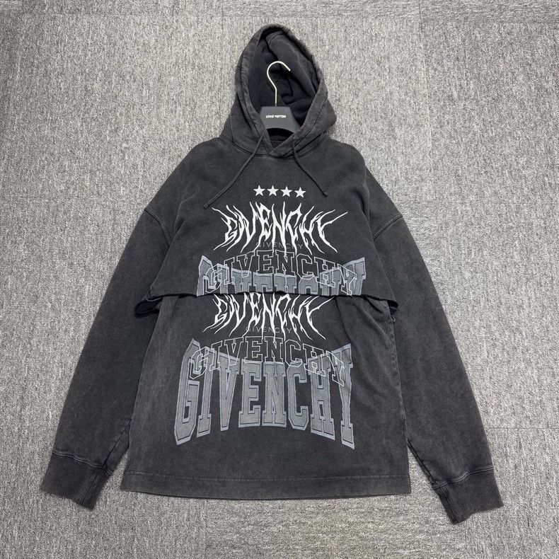 Givenchy Givenchy Water-washed distressed faux two-piece hooded swe Size US M / EU 48-50 / 2 - 1 Thumbnail