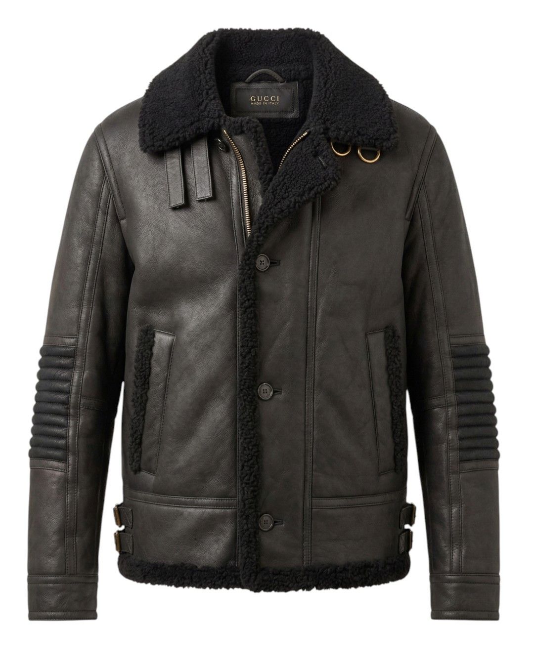 Gucci GUCCI SHEARLING LEATHER BIKER JACKET Size US XXL / EU 58 / 5 - 1 Thumbnail