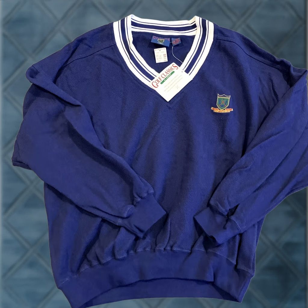Vintage Vintage Golf Classics By Crew Cotton V Neck Embroidered Sweater XL NWT Size US XL / EU 56 / 4 - 1 Thumbnail