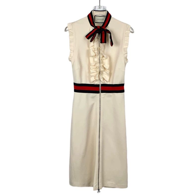 Gucci GucciBeige bow tie sleeveless dress Size S / US 4 / IT 40 - 1 Thumbnail