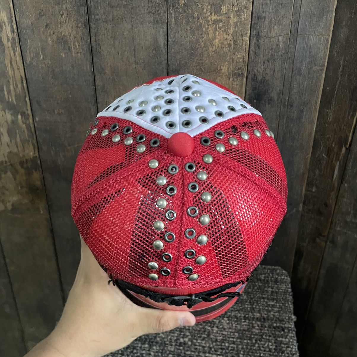 Yasuyuki Ishii Vintage Yasuyuki Ishii Studded Distress Trucker Cap Size ONE SIZE - 10 Thumbnail