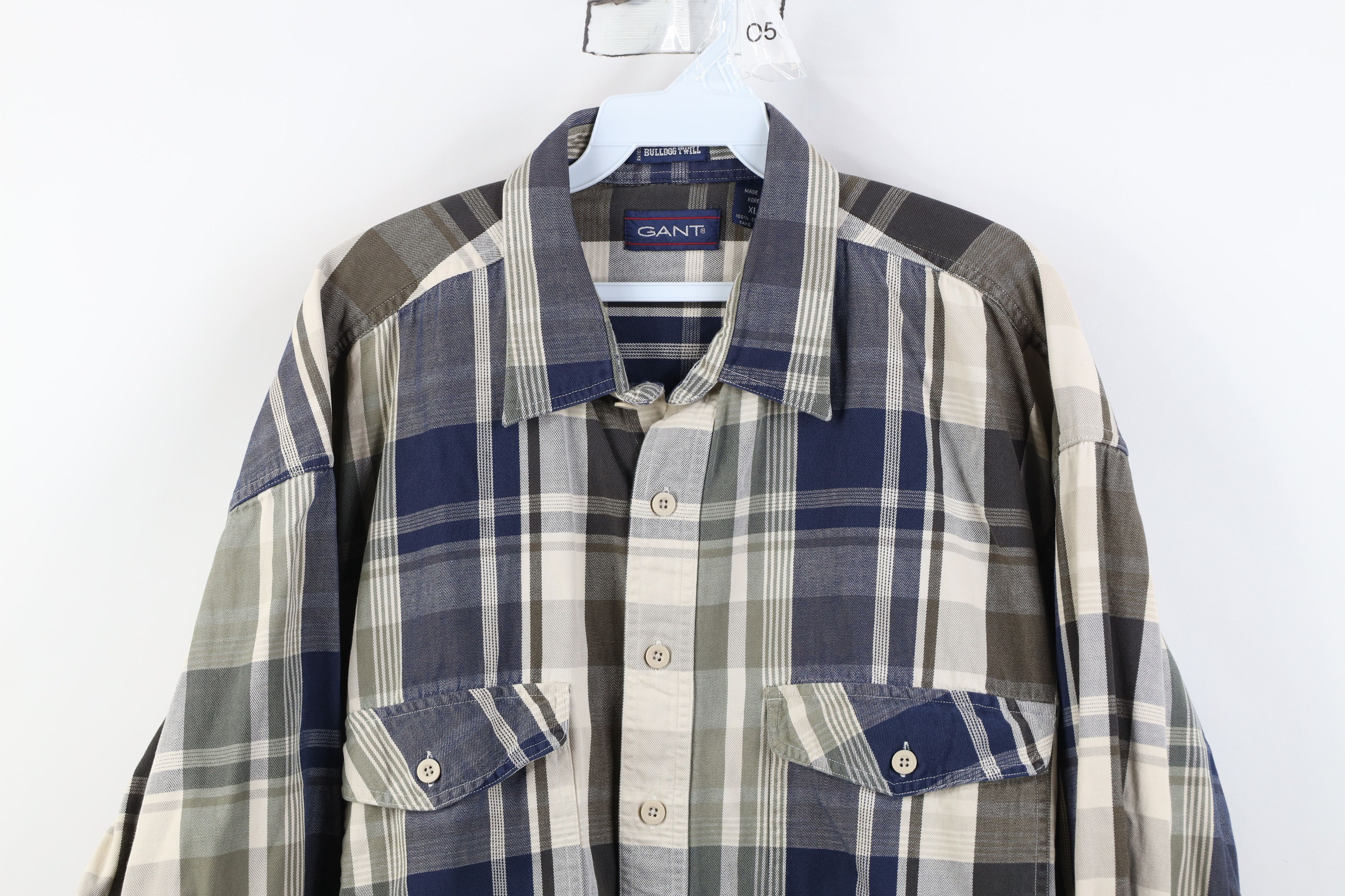 Vintage Vintage 90s Streetwear Twill Collared Button Shirt Plaid Size US XL / EU 56 / 4 - 2 Thumbnail