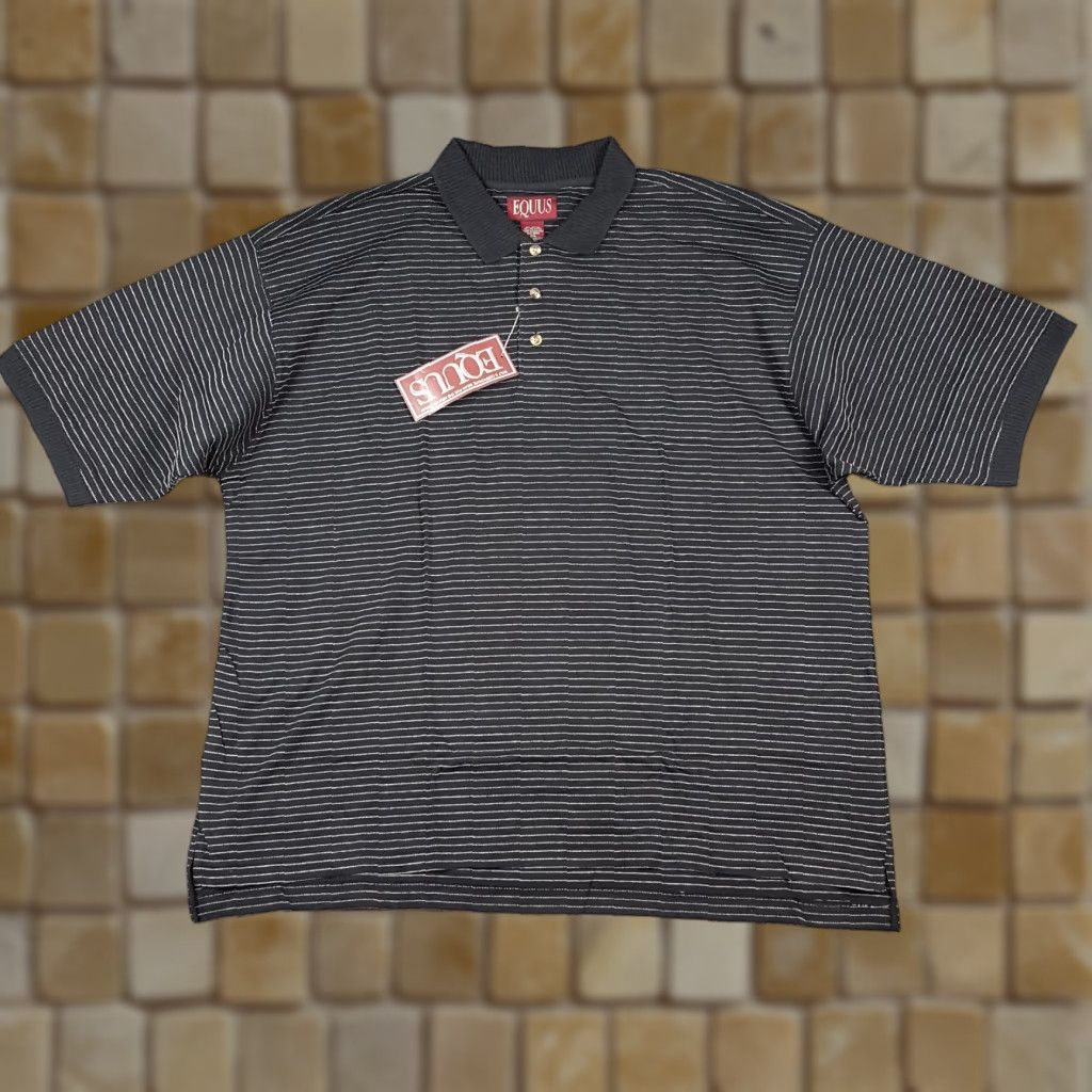 Vintage Vintage Equus Gray Striped Polo Shirt Men's Size 2XL Short Sleeve Casual Preppy 90s Size US XXL / EU 58 / 5 - 1 Thumbnail