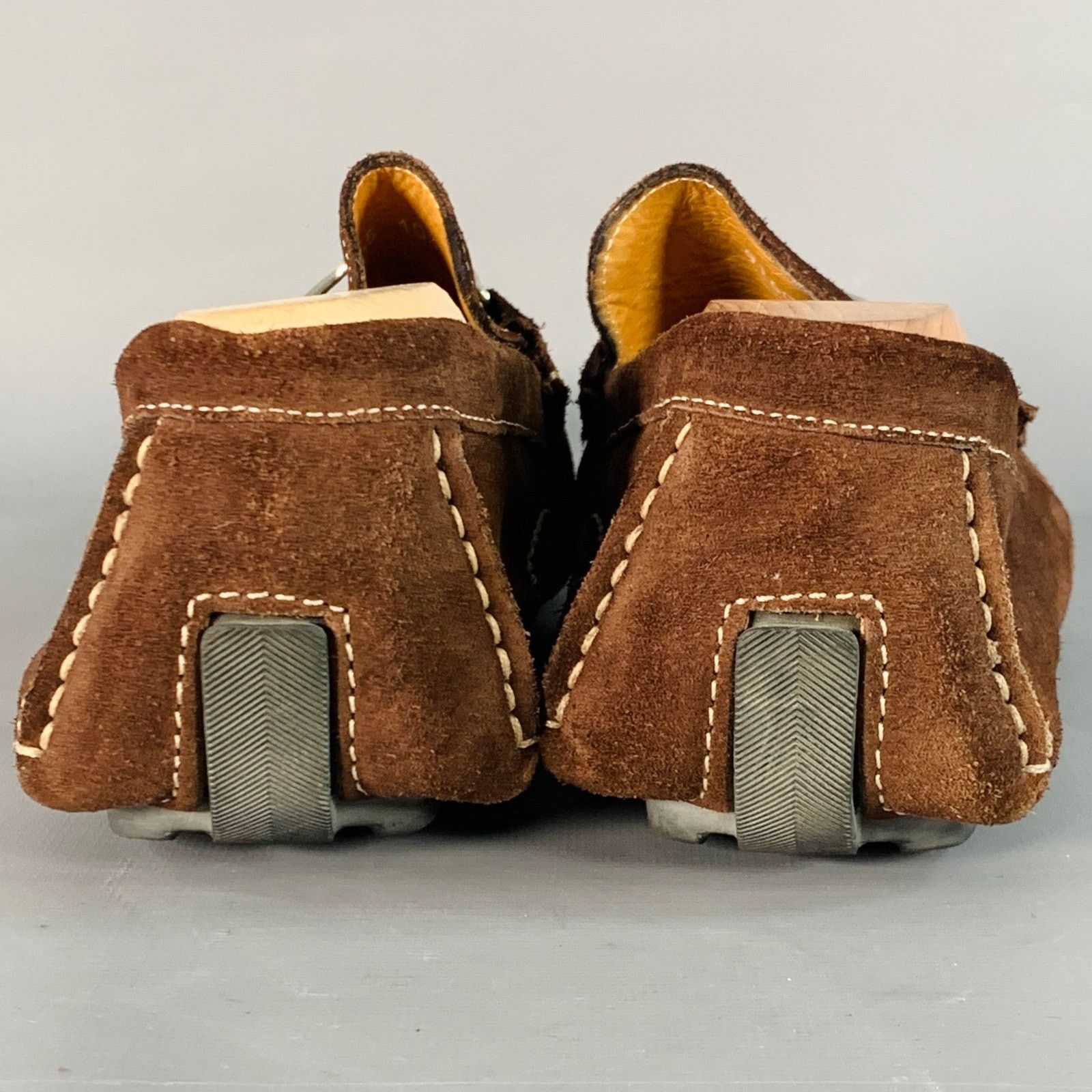 To Boot New York 10.5 Brown Silver Suede Horsebit Slip On Drivers Loafers Size US 10.5 / EU 43-44 - 3 Thumbnail