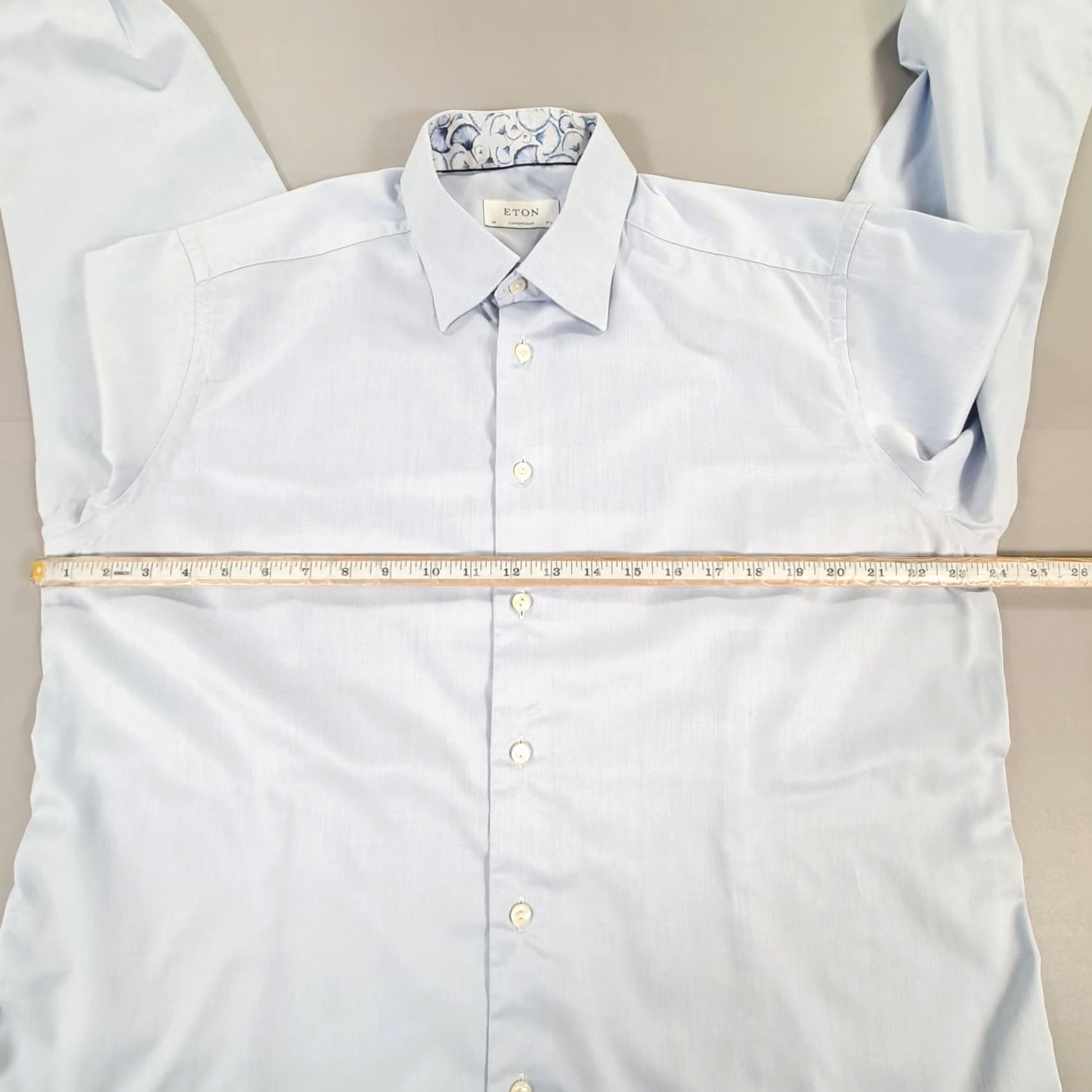 Eton Etón Mens Shirt Blue 17.5 Formal Dress Shirt Long Sleeve Button Up Slim 100% Cotton Regular 44cm Collar Point Mens Size US XXL / EU 58 / 5 - 5 Thumbnail