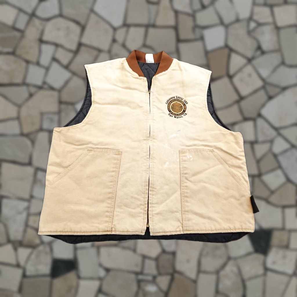 Vintage VINTAGE Union Line Vest Mens Large Tan Canvas Quilted Laborers Local 389 90s Size US XL / EU 56 / 4 - 1 Thumbnail