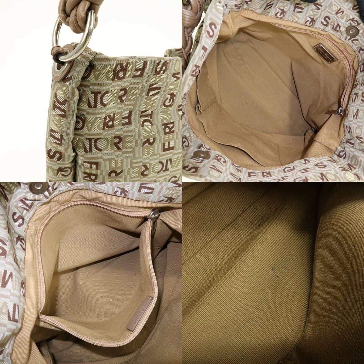 Salvatore Ferragamo Ferragamo Logo Canvas Shoulder Bag Beige Size ONE SIZE - 6 Thumbnail
