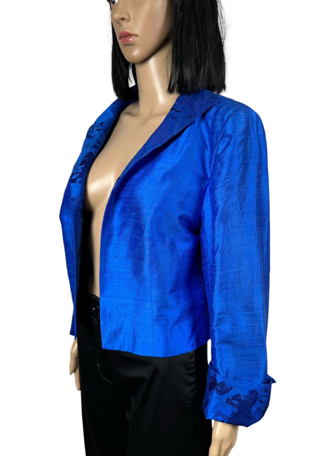 Designer Paule Vasseur Silk Jacket Embroidered Details size FR46 Size XL / US 12-14 / IT 48-50 - 4 Thumbnail