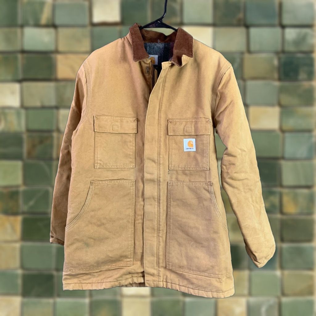 Carhartt VINTAGE Carhartt Jacket Canvas XL Brown Full Zip Lined 24" Chest 31" Length Men Featured Basics Conservative Coat Size US XL / EU 56 / 4 - 1 Thumbnail